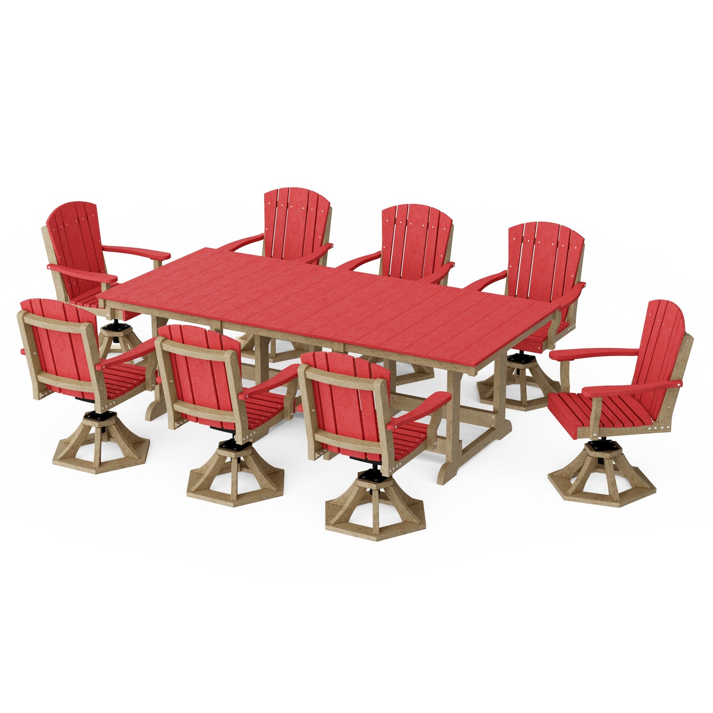 Heritage 9-Piece Swivel Chair Rectangular Dining Set