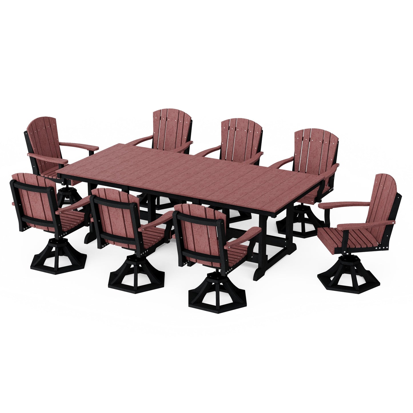 Heritage 9-Piece Swivel Chair Rectangular Dining Set