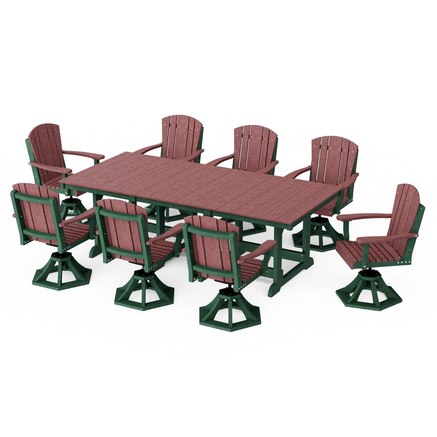 Heritage 9-Piece Swivel Chair Rectangular Dining Set