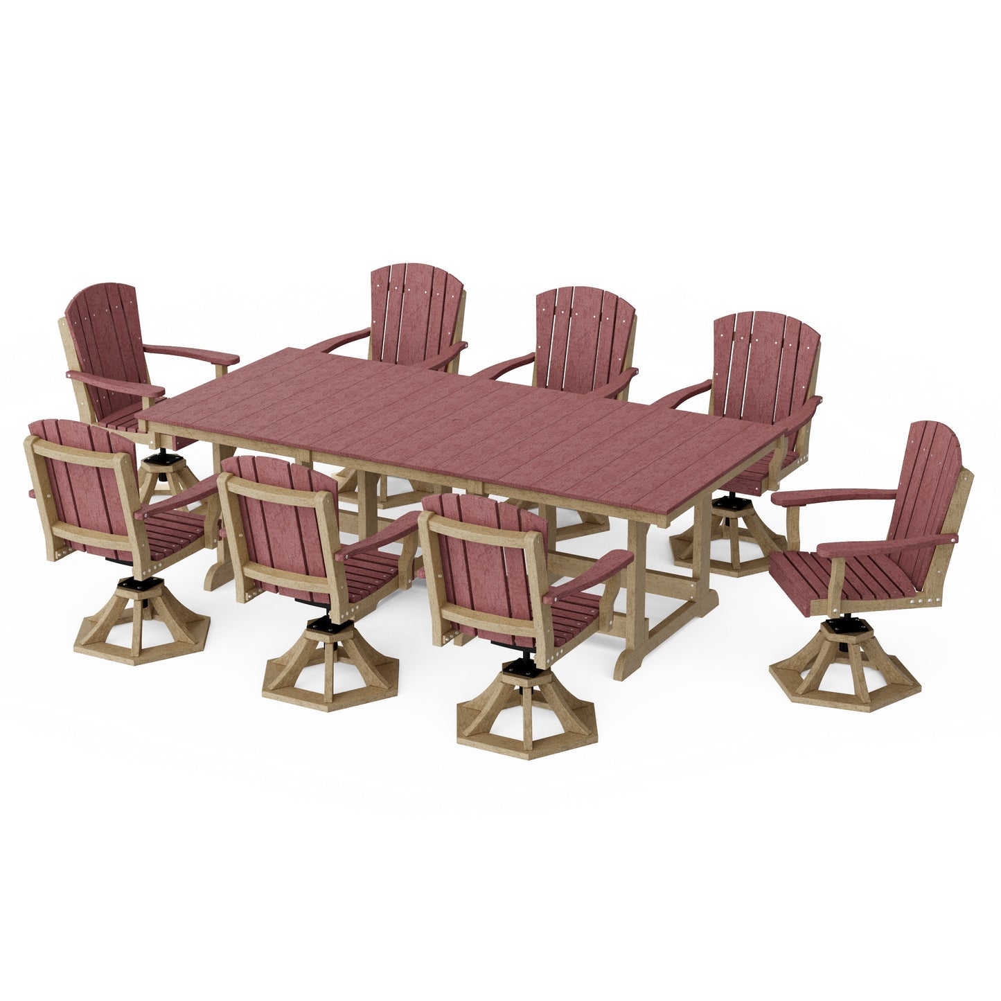 Heritage 9-Piece Swivel Chair Rectangular Dining Set