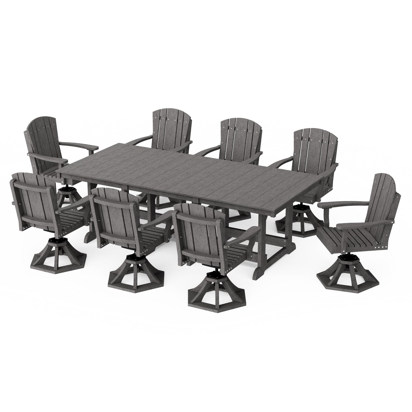 Heritage 9-Piece Swivel Chair Rectangular Dining Set