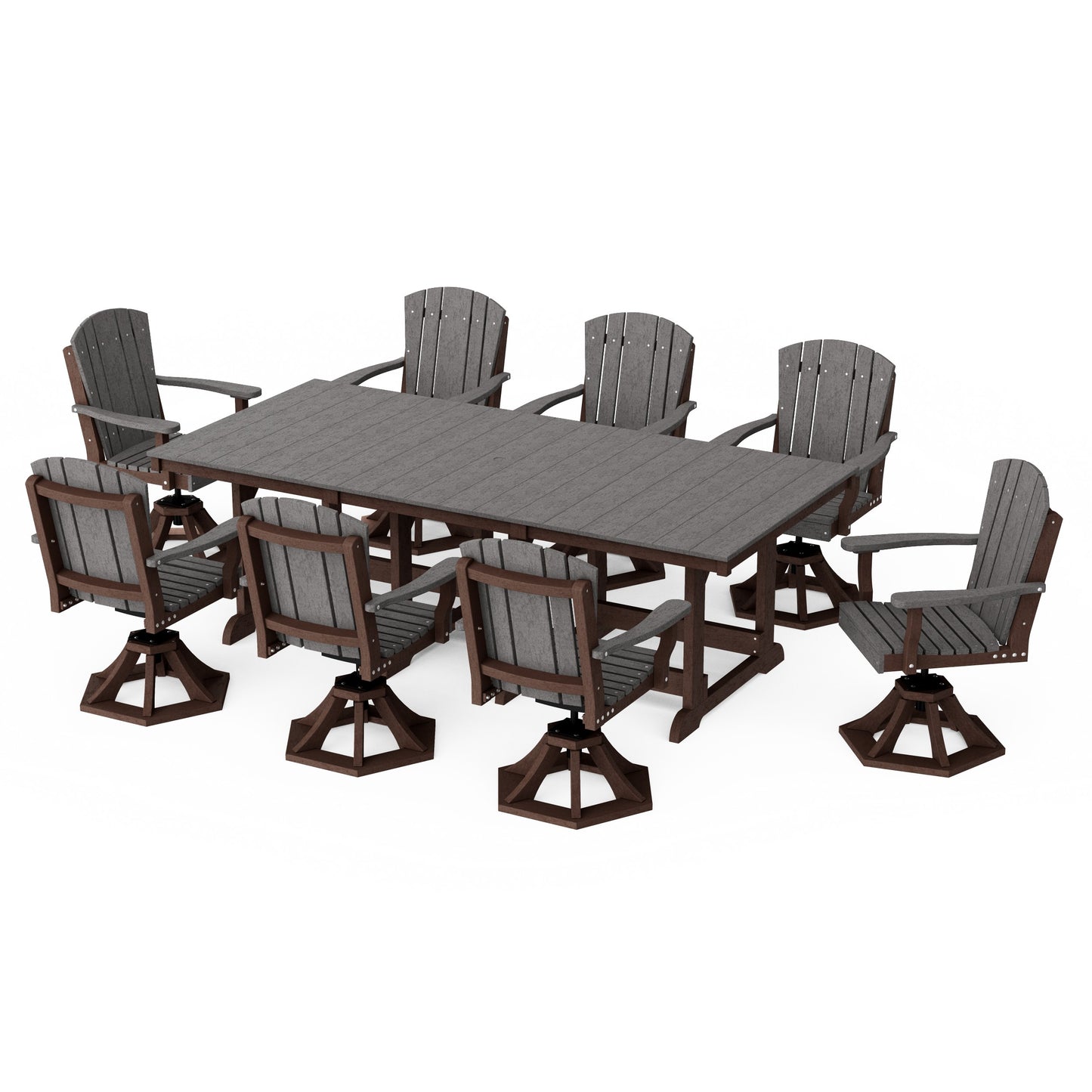Heritage 9-Piece Swivel Chair Rectangular Dining Set
