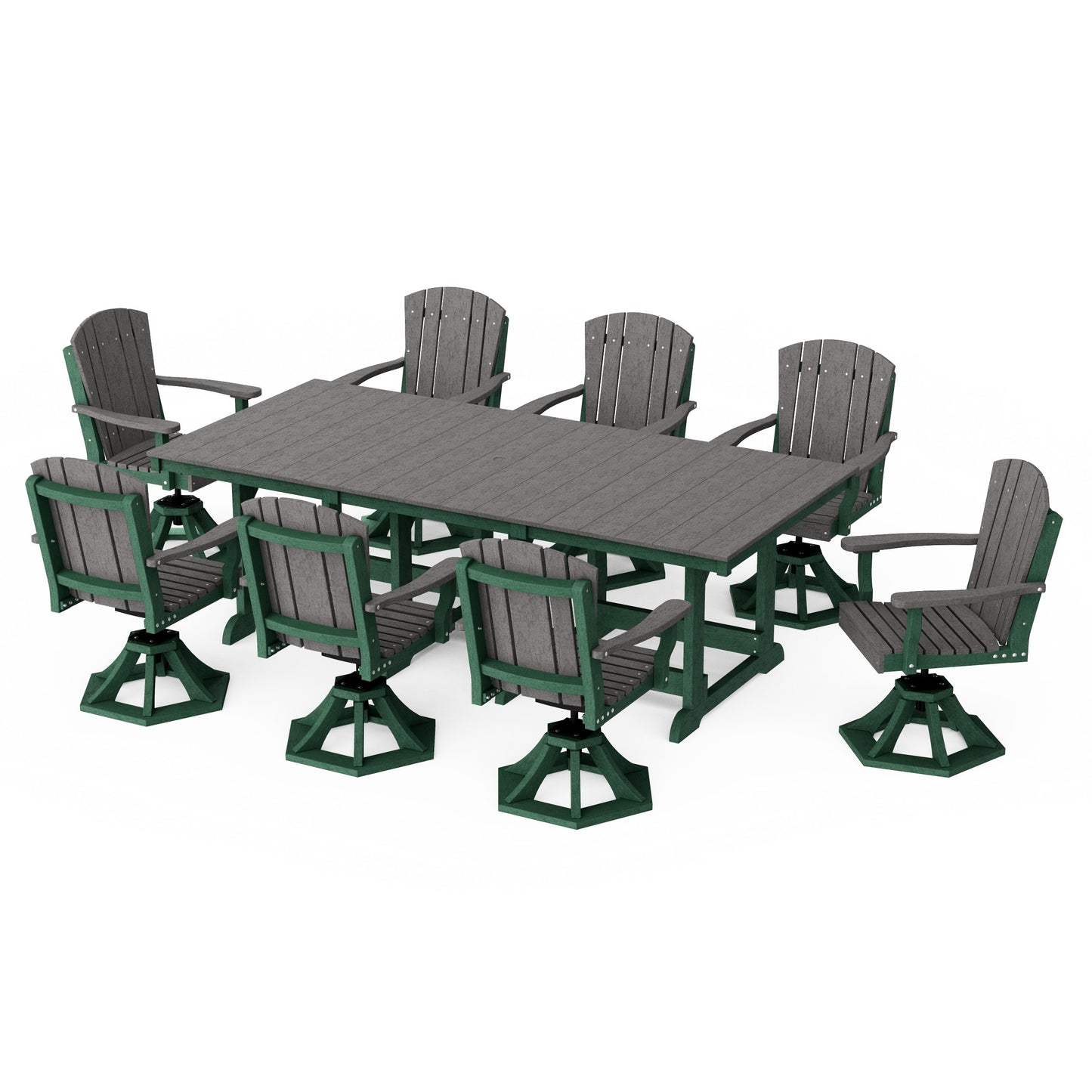 Heritage 9-Piece Swivel Chair Rectangular Dining Set