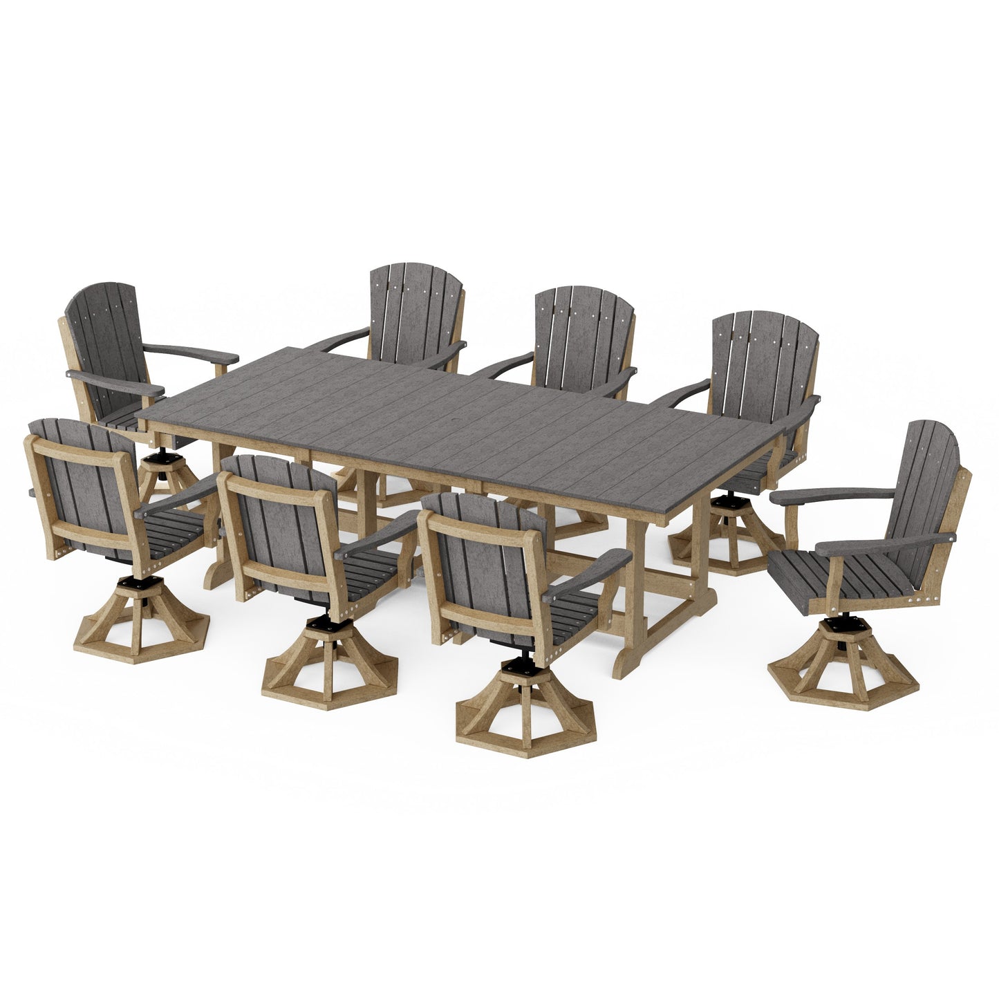 Heritage 9-Piece Swivel Chair Rectangular Dining Set
