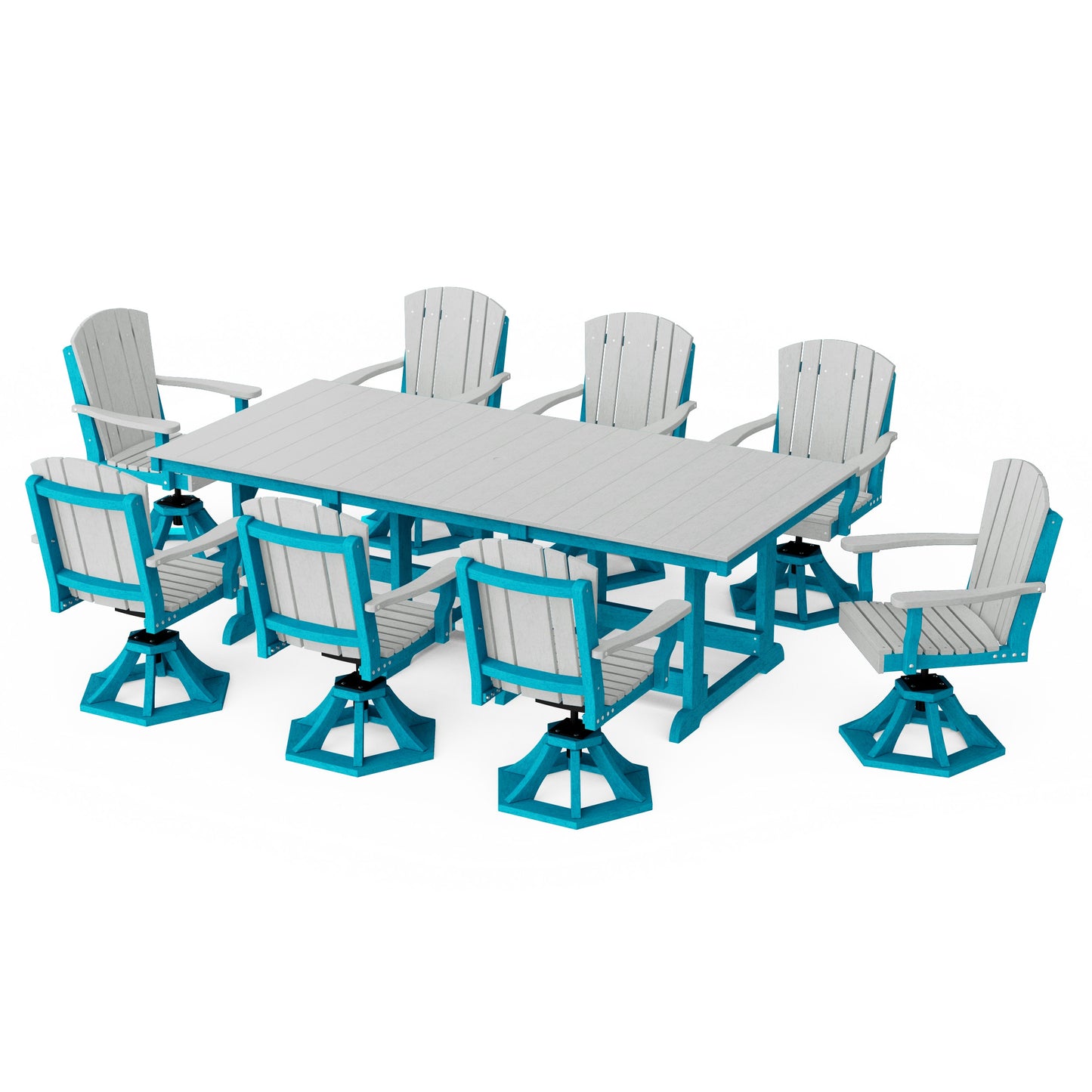 Heritage 9-Piece Swivel Chair Rectangular Dining Set