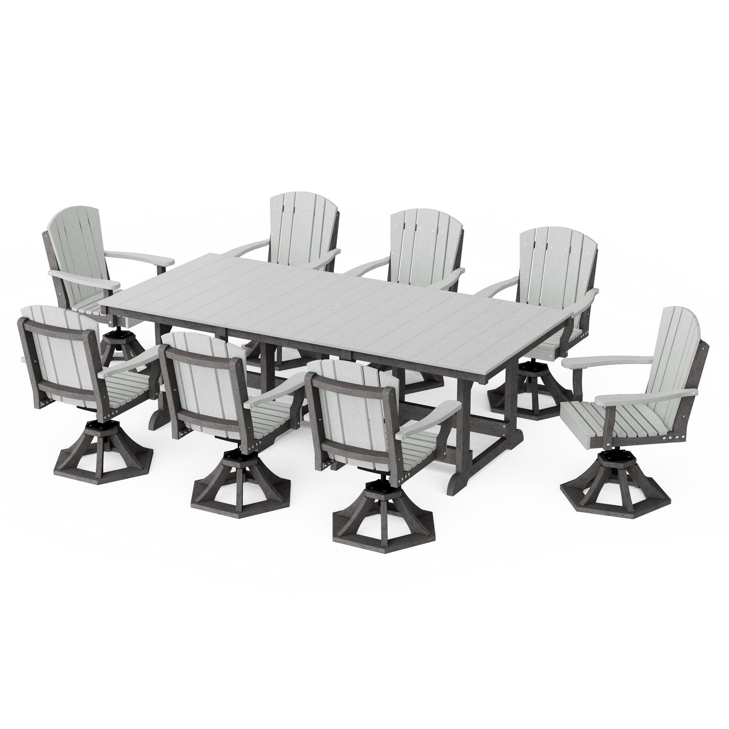 Heritage 9-Piece Swivel Chair Rectangular Dining Set