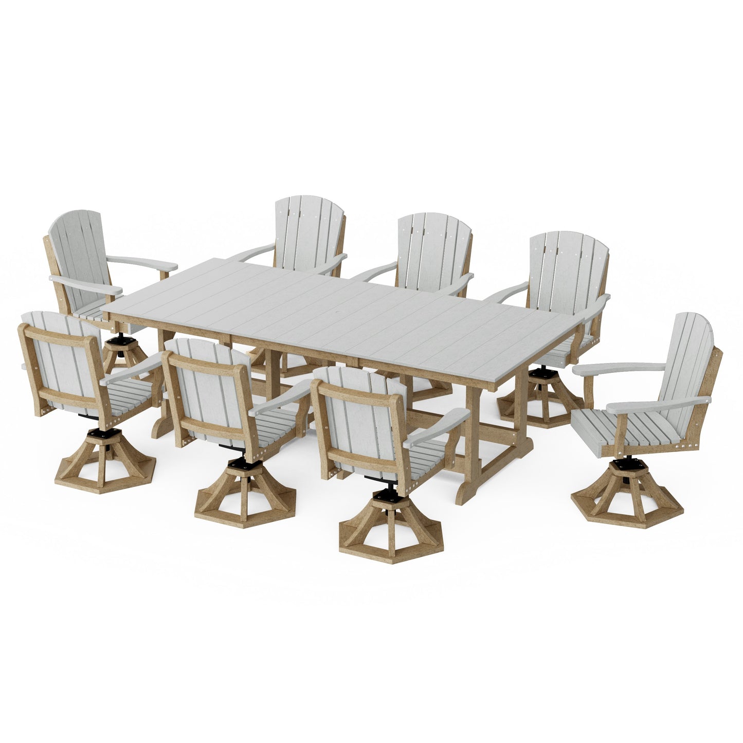 Heritage 9-Piece Swivel Chair Rectangular Dining Set