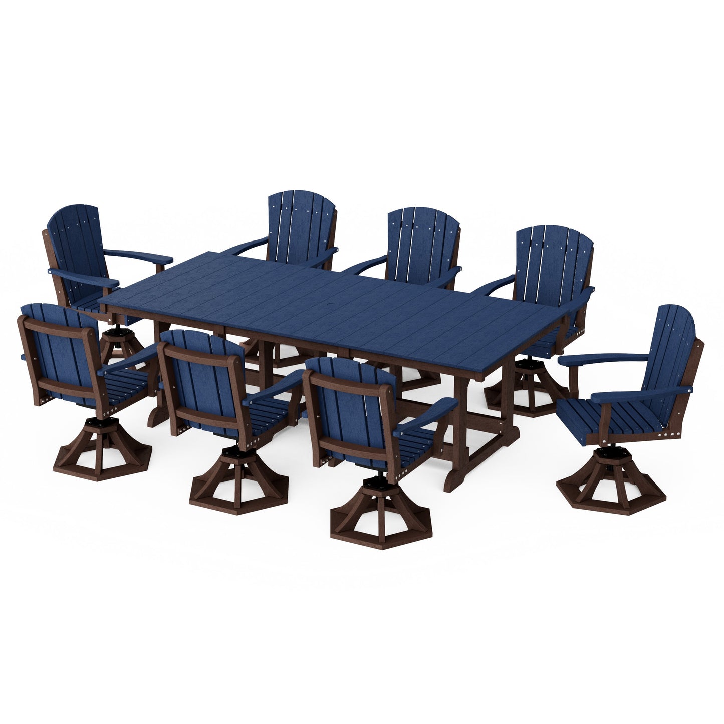 Heritage 9-Piece Swivel Chair Rectangular Dining Set