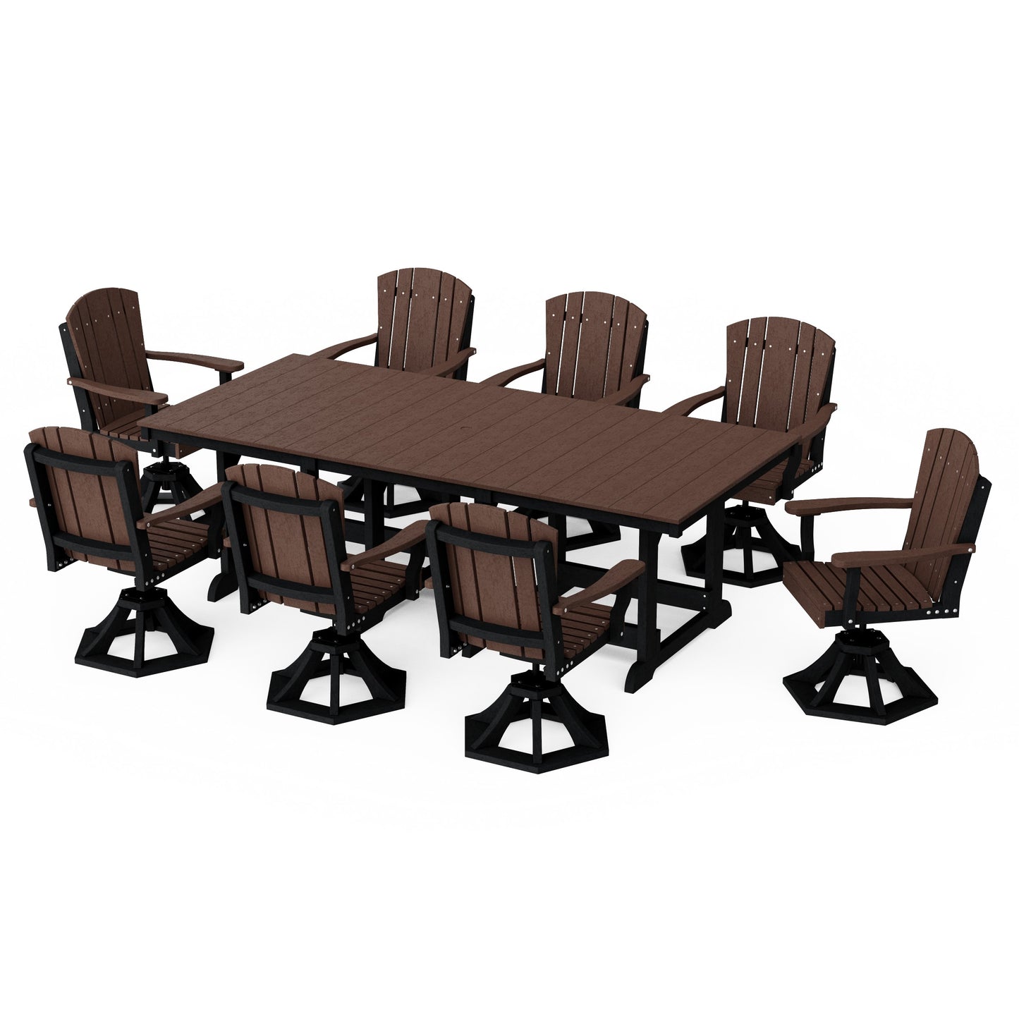 Heritage 9-Piece Swivel Chair Rectangular Dining Set