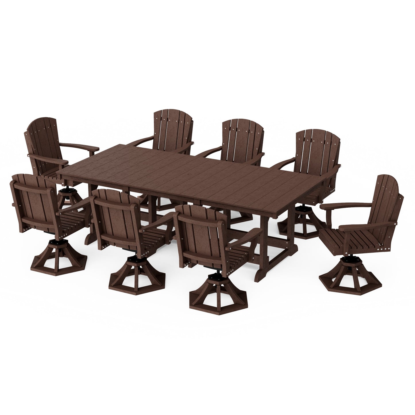 Heritage 9-Piece Swivel Chair Rectangular Dining Set