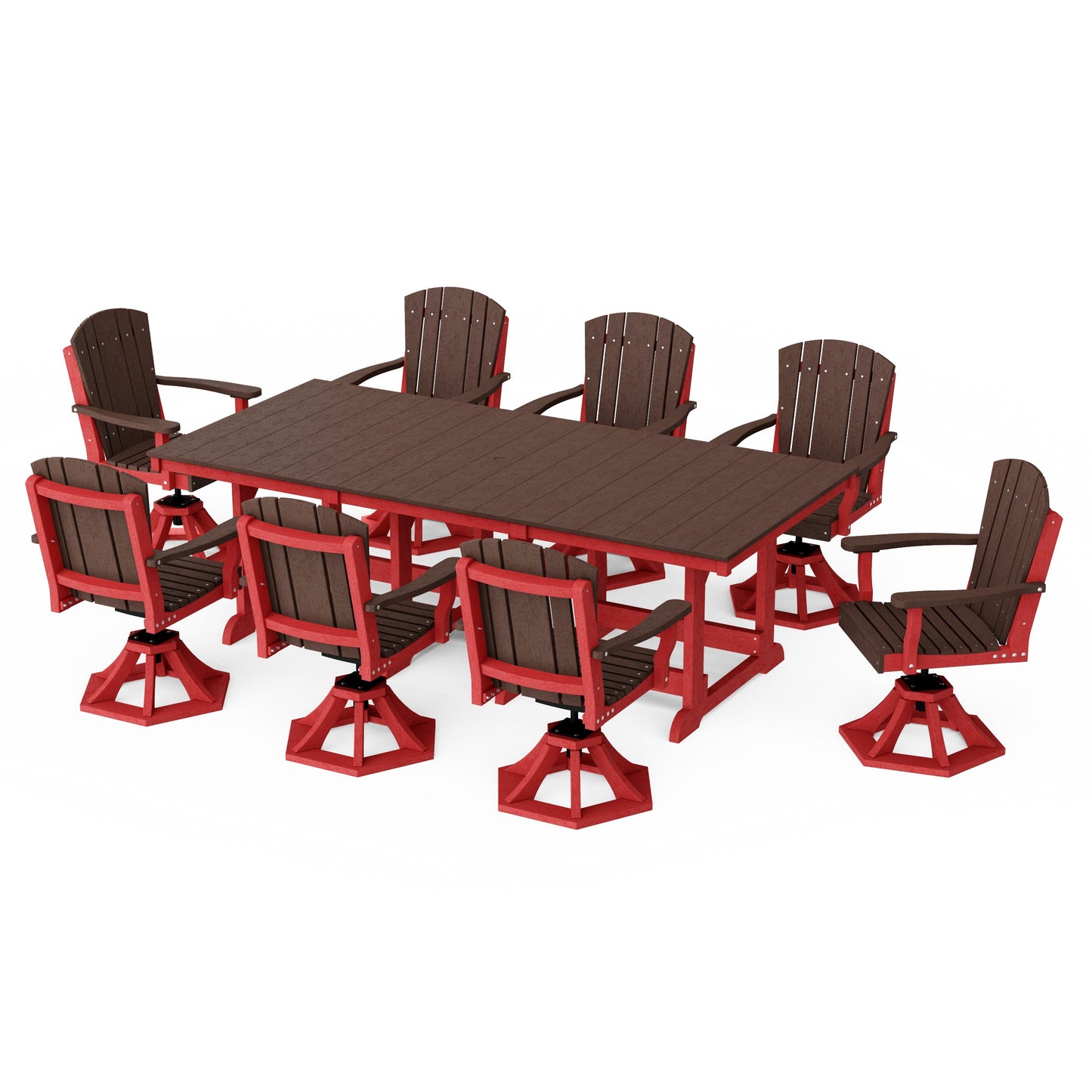 Heritage 9-Piece Swivel Chair Rectangular Dining Set