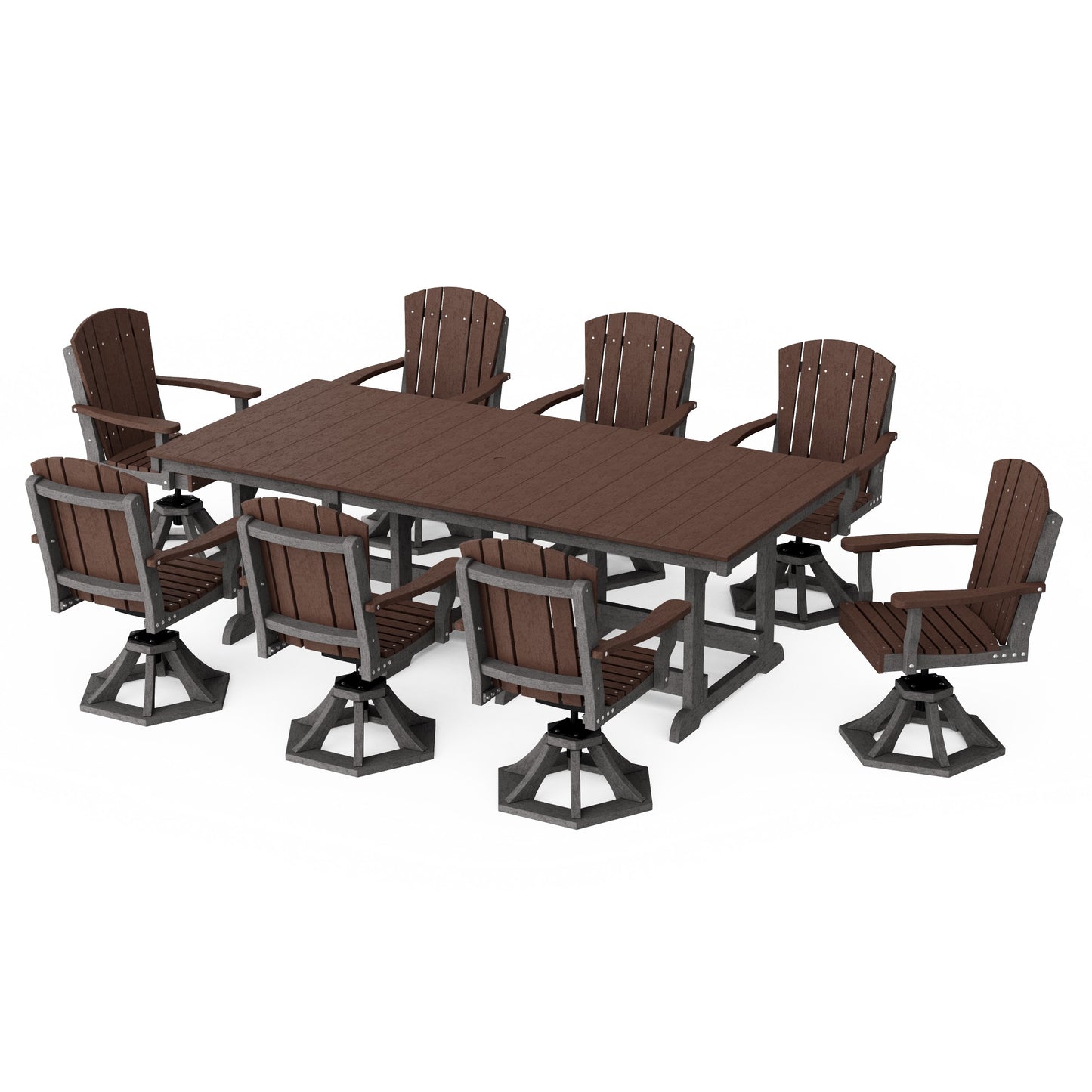 Heritage 9-Piece Swivel Chair Rectangular Dining Set