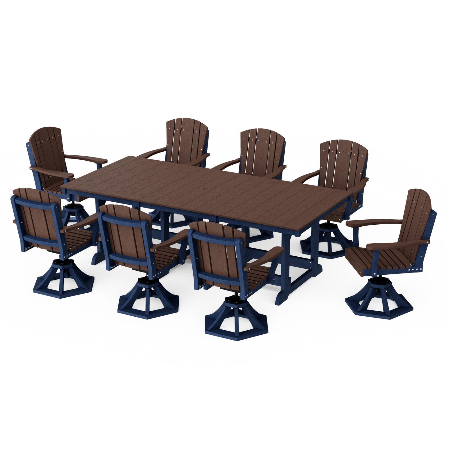 Heritage 9-Piece Swivel Chair Rectangular Dining Set