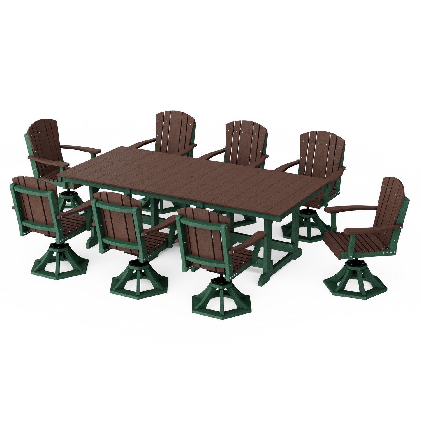 Heritage 9-Piece Swivel Chair Rectangular Dining Set