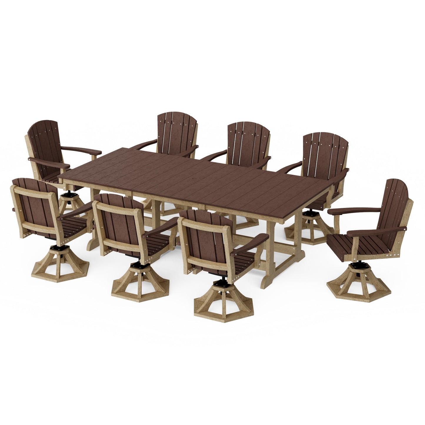 Heritage 9-Piece Swivel Chair Rectangular Dining Set