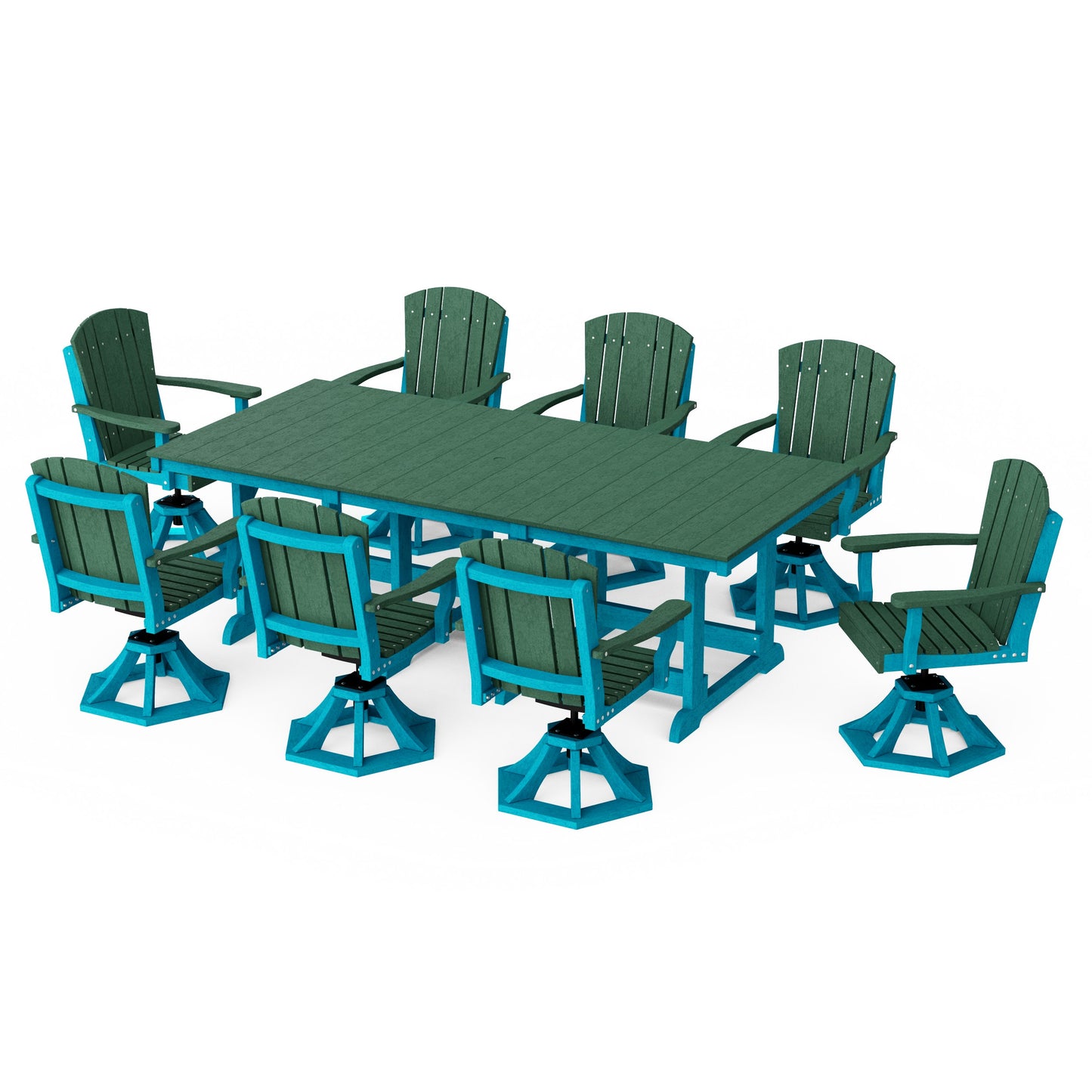Heritage 9-Piece Swivel Chair Rectangular Dining Set