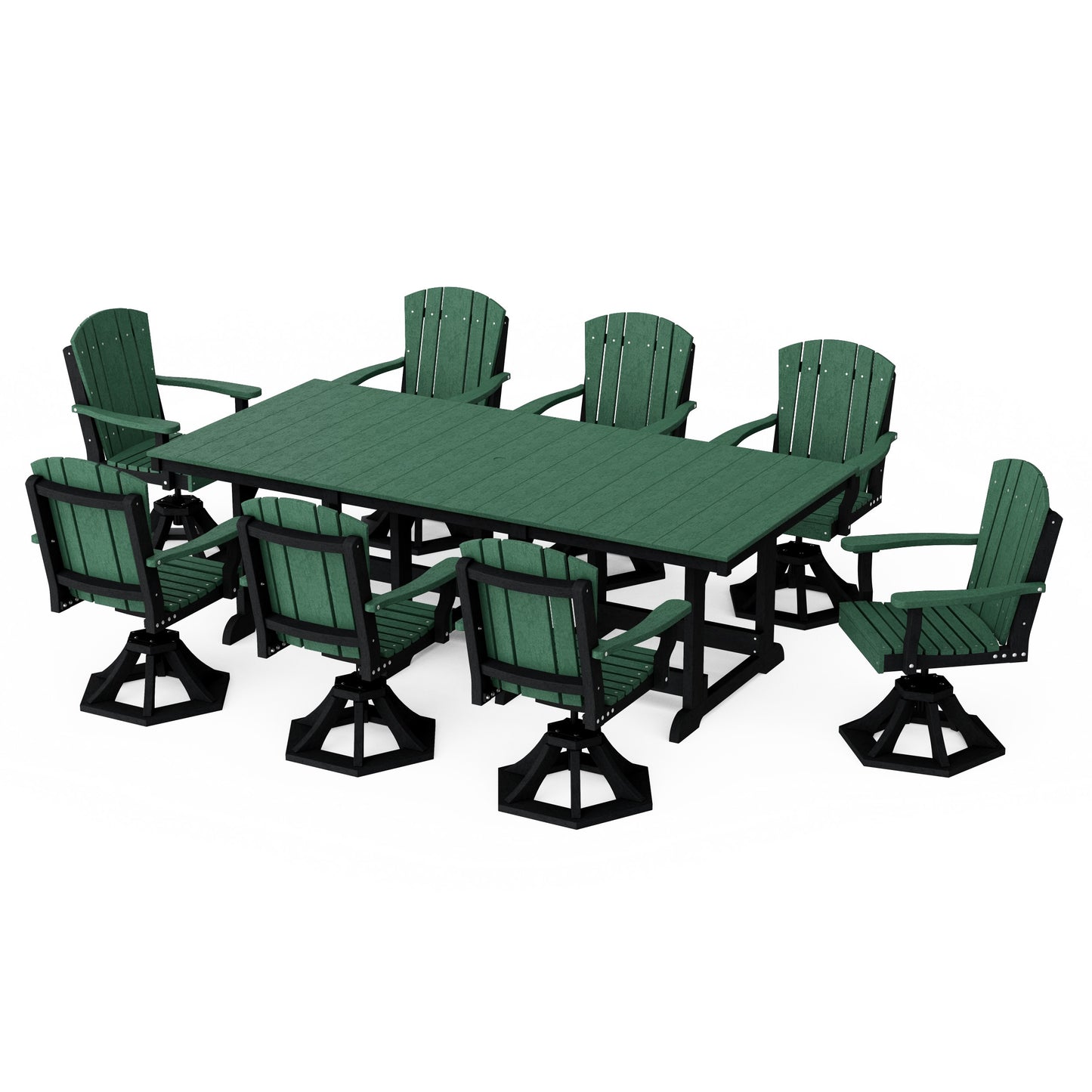 Heritage 9-Piece Swivel Chair Rectangular Dining Set