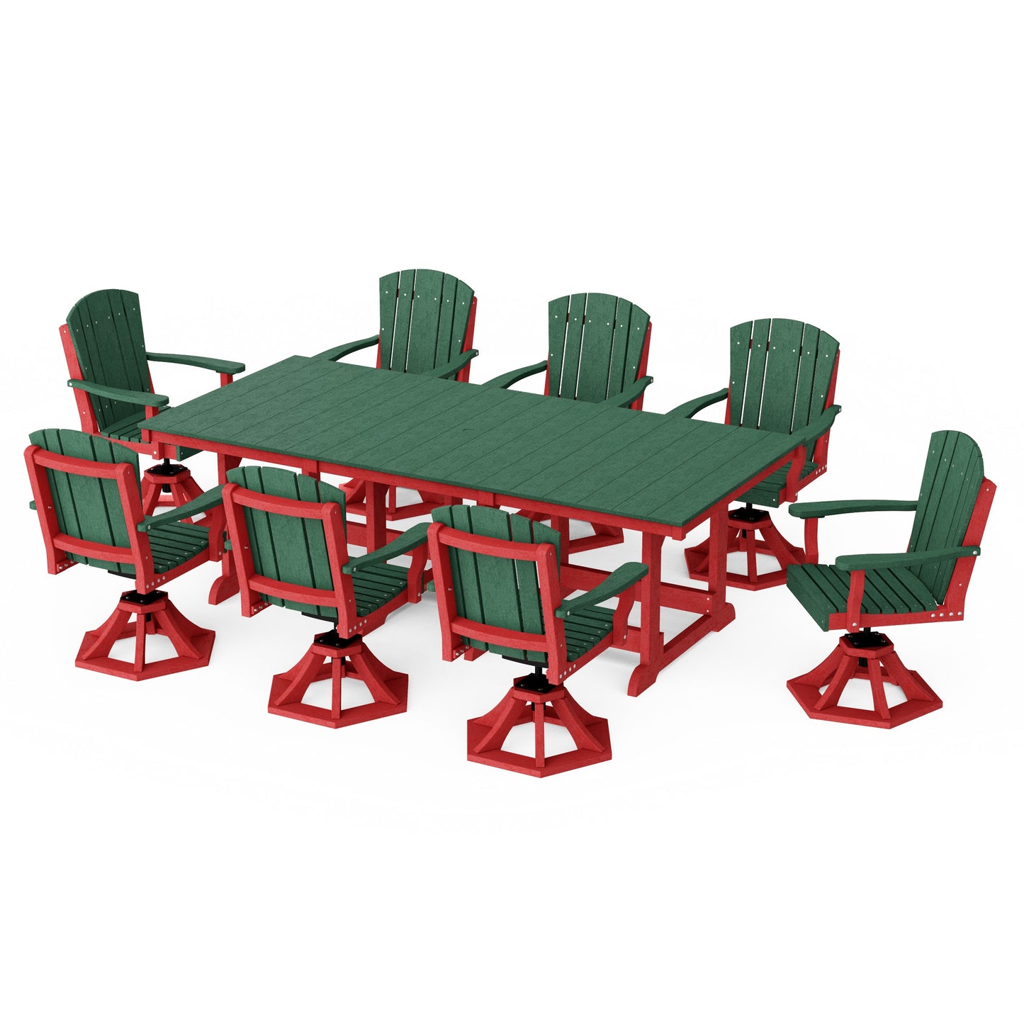 Heritage 9-Piece Swivel Chair Rectangular Dining Set