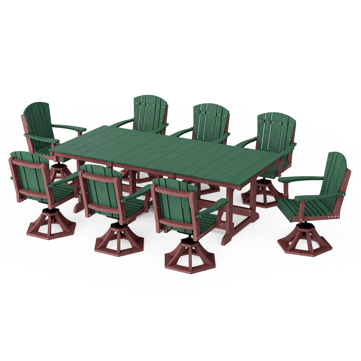 Heritage 9-Piece Swivel Chair Rectangular Dining Set