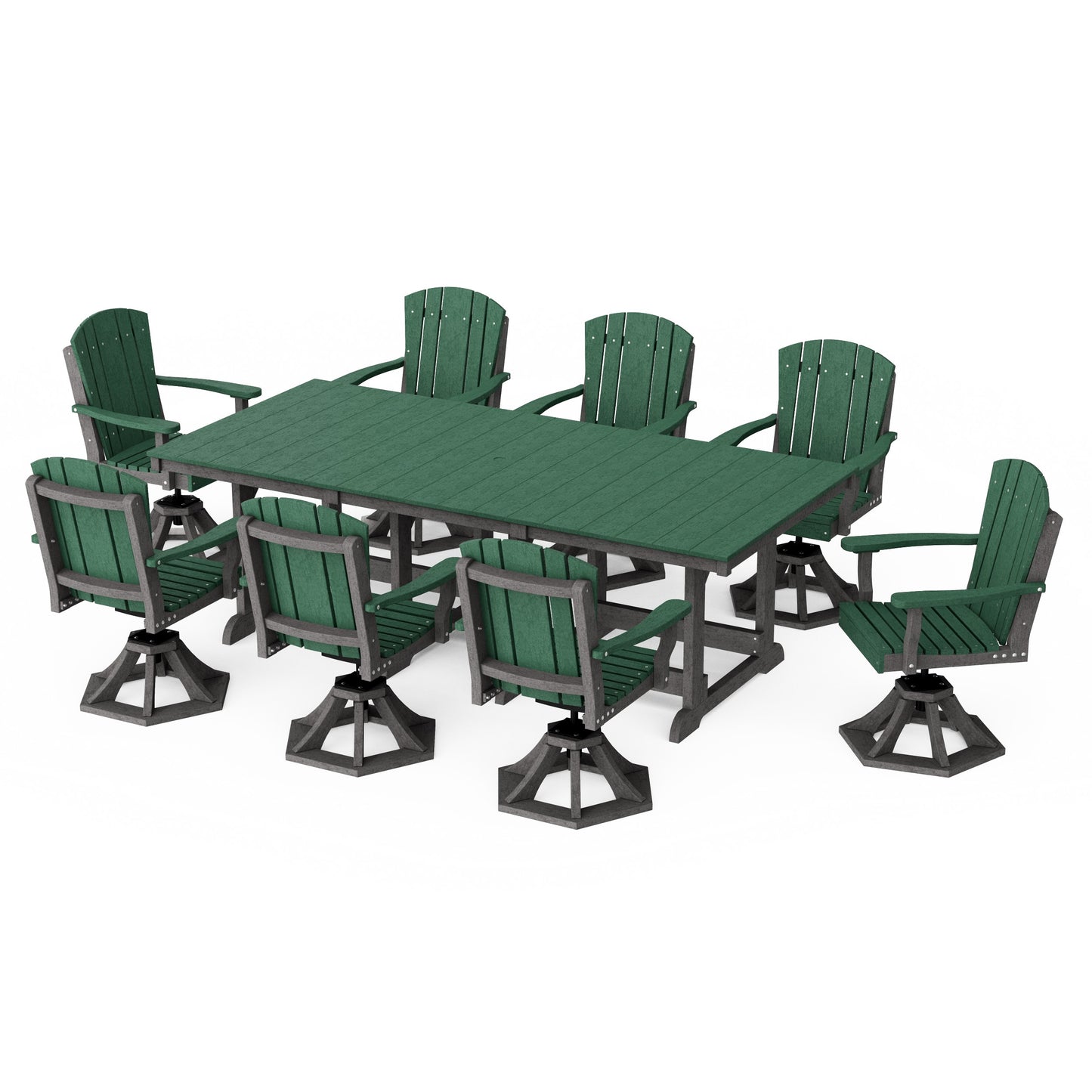 Heritage 9-Piece Swivel Chair Rectangular Dining Set