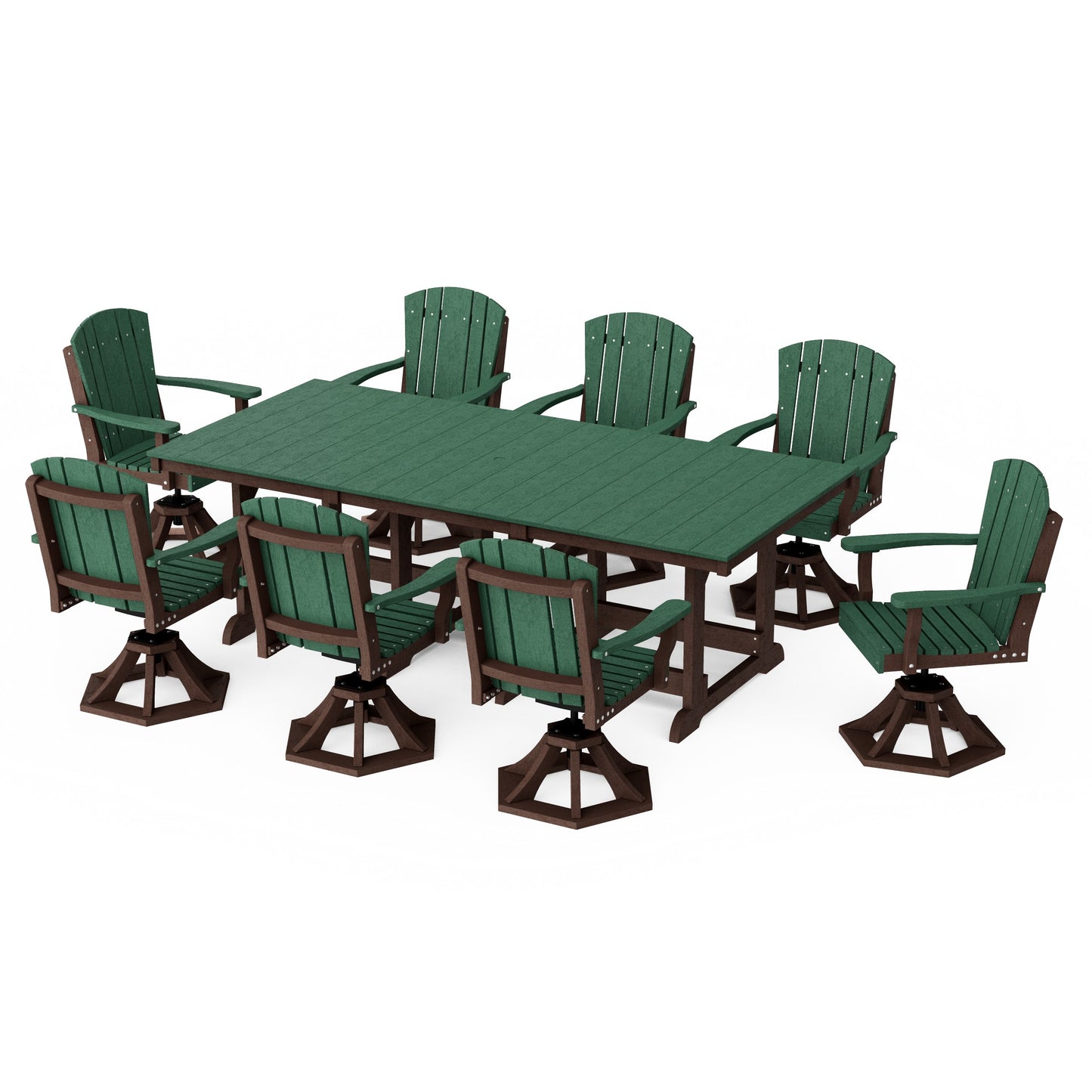 Heritage 9-Piece Swivel Chair Rectangular Dining Set