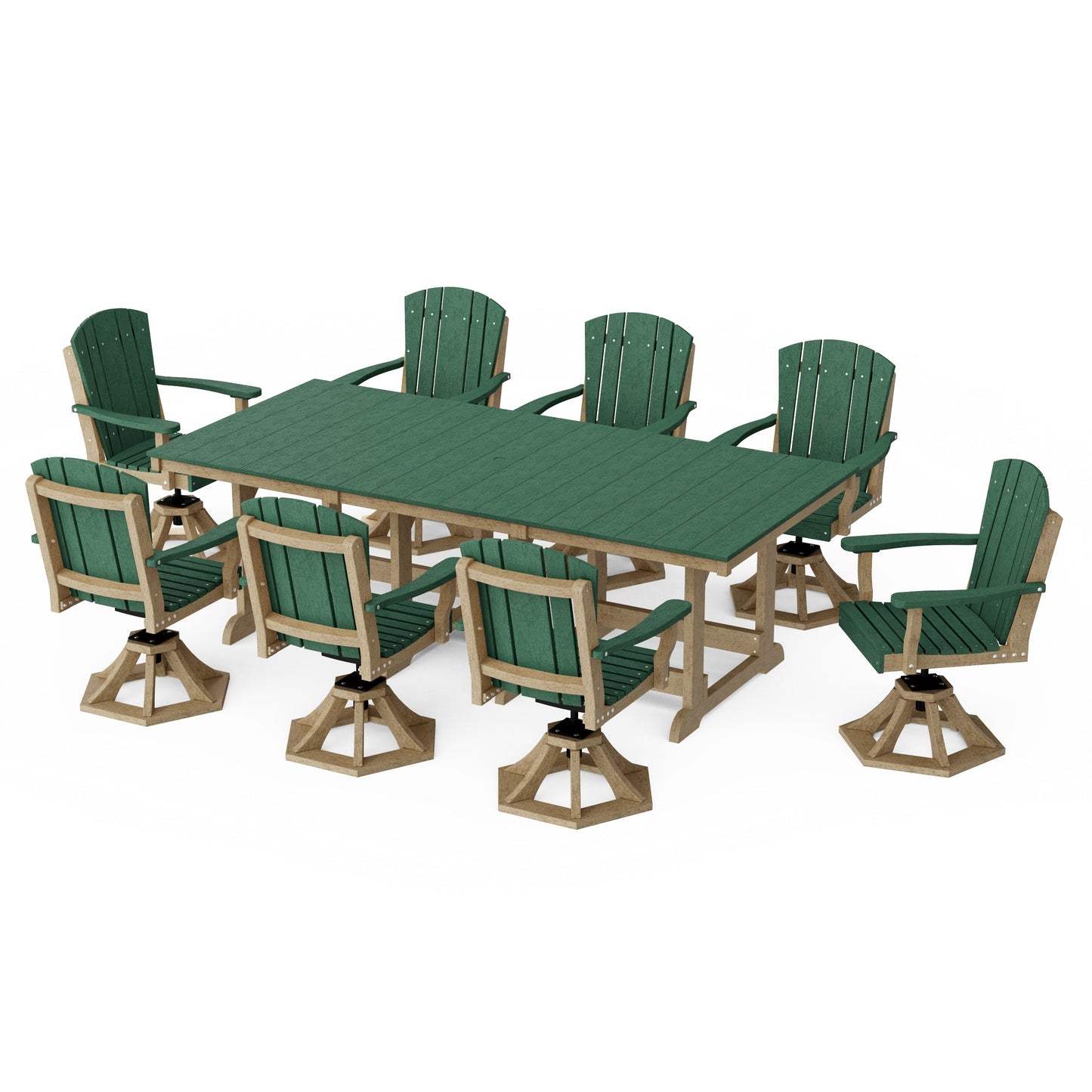 Heritage 9-Piece Swivel Chair Rectangular Dining Set