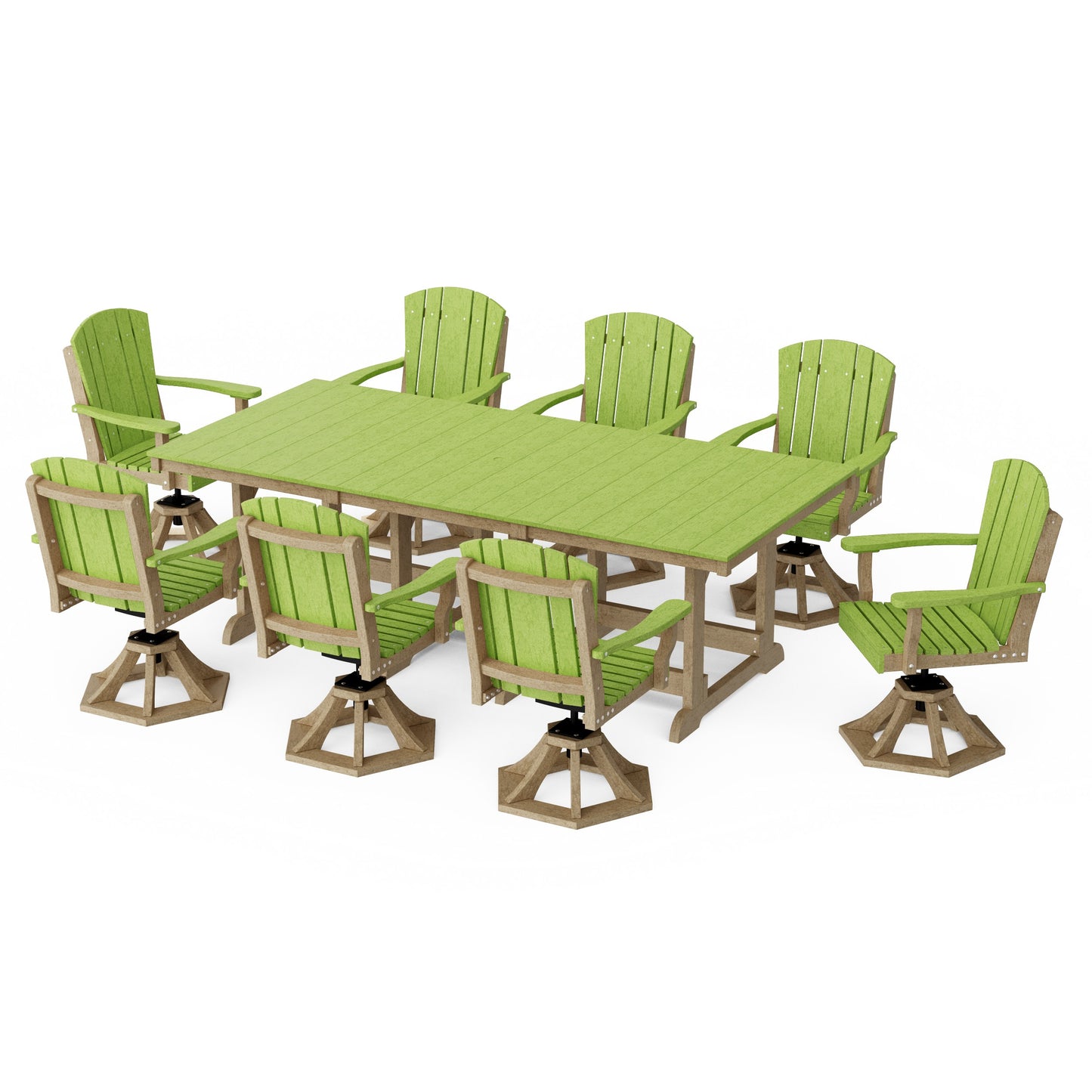Heritage 9-Piece Swivel Chair Rectangular Dining Set