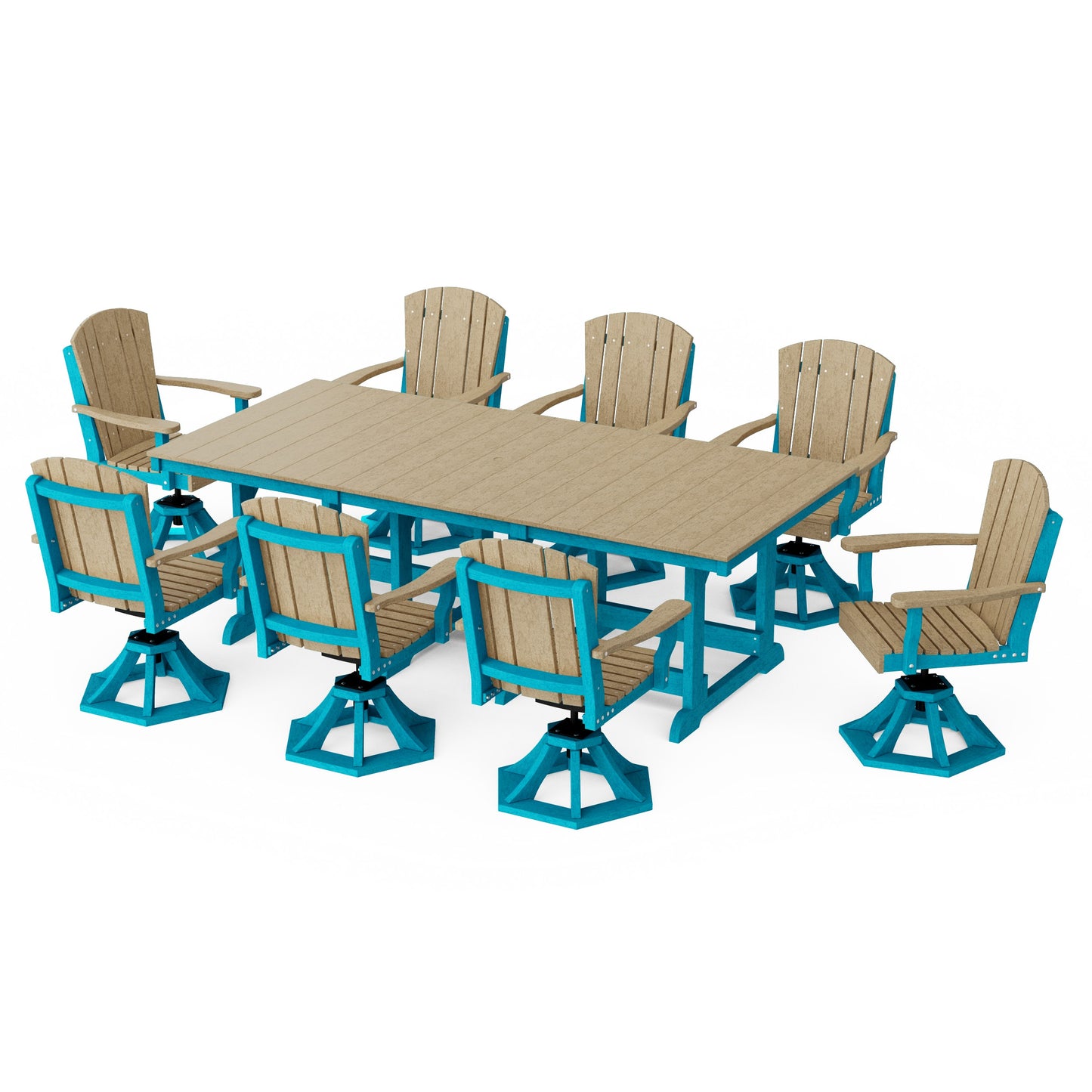 Heritage 9-Piece Swivel Chair Rectangular Dining Set
