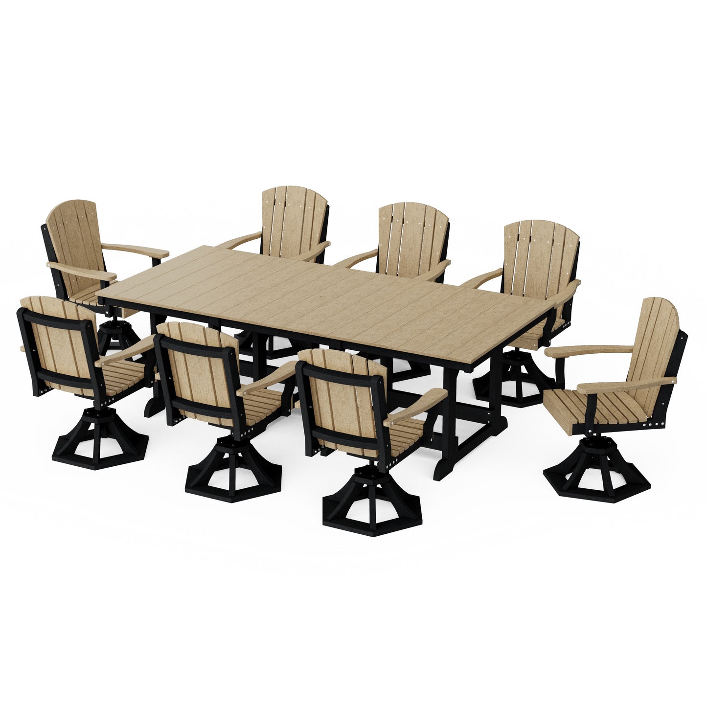Heritage 9-Piece Swivel Chair Rectangular Dining Set