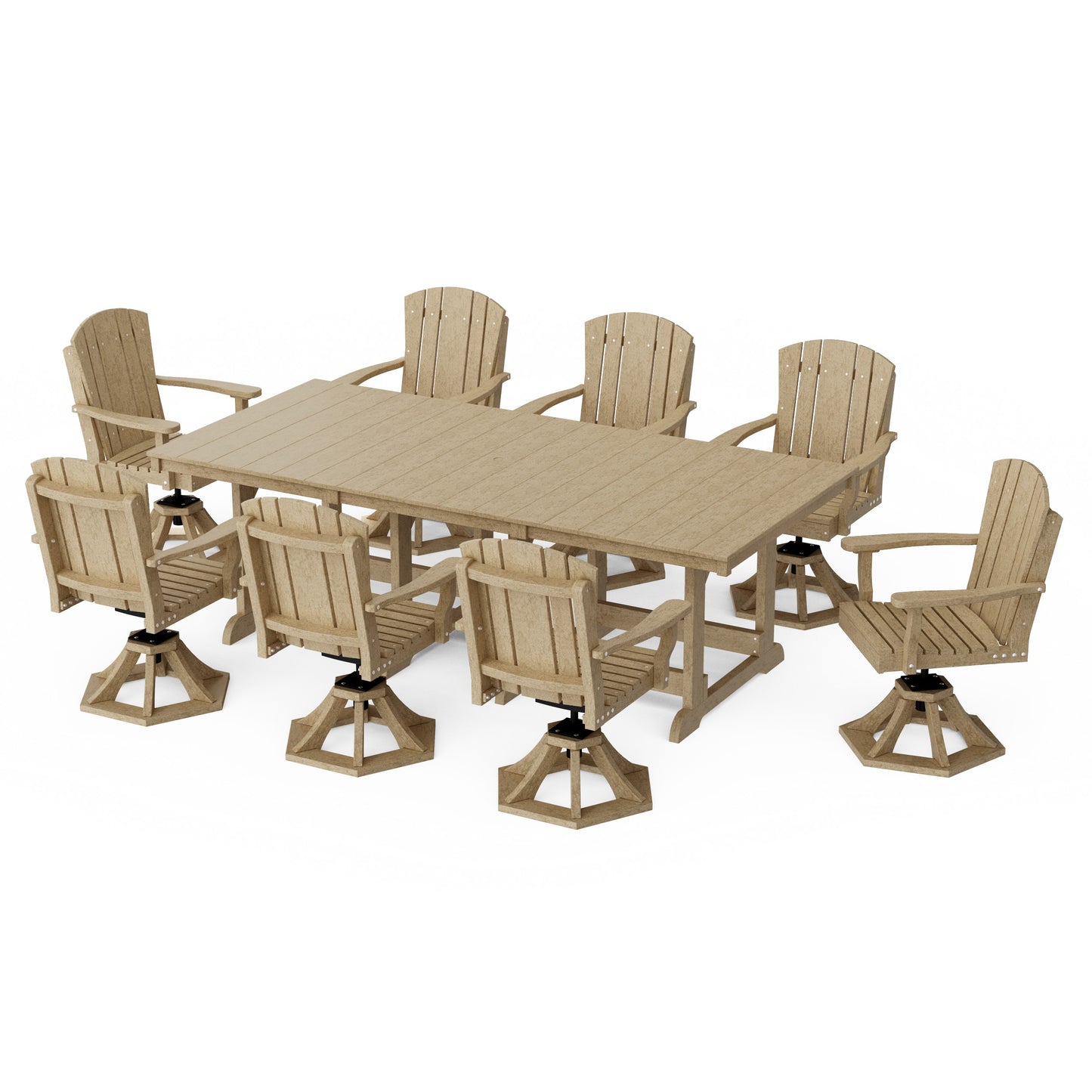 Heritage 9-Piece Swivel Chair Rectangular Dining Set
