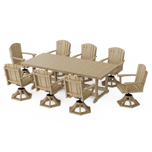 Heritage 9-Piece Swivel Chair Rectangular Dining Set