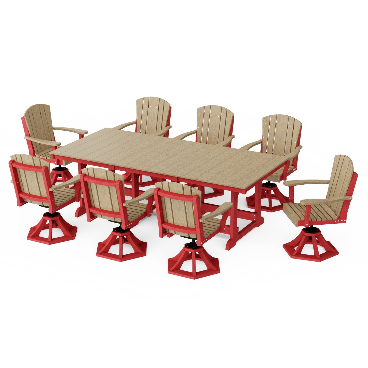 Heritage 9-Piece Swivel Chair Rectangular Dining Set