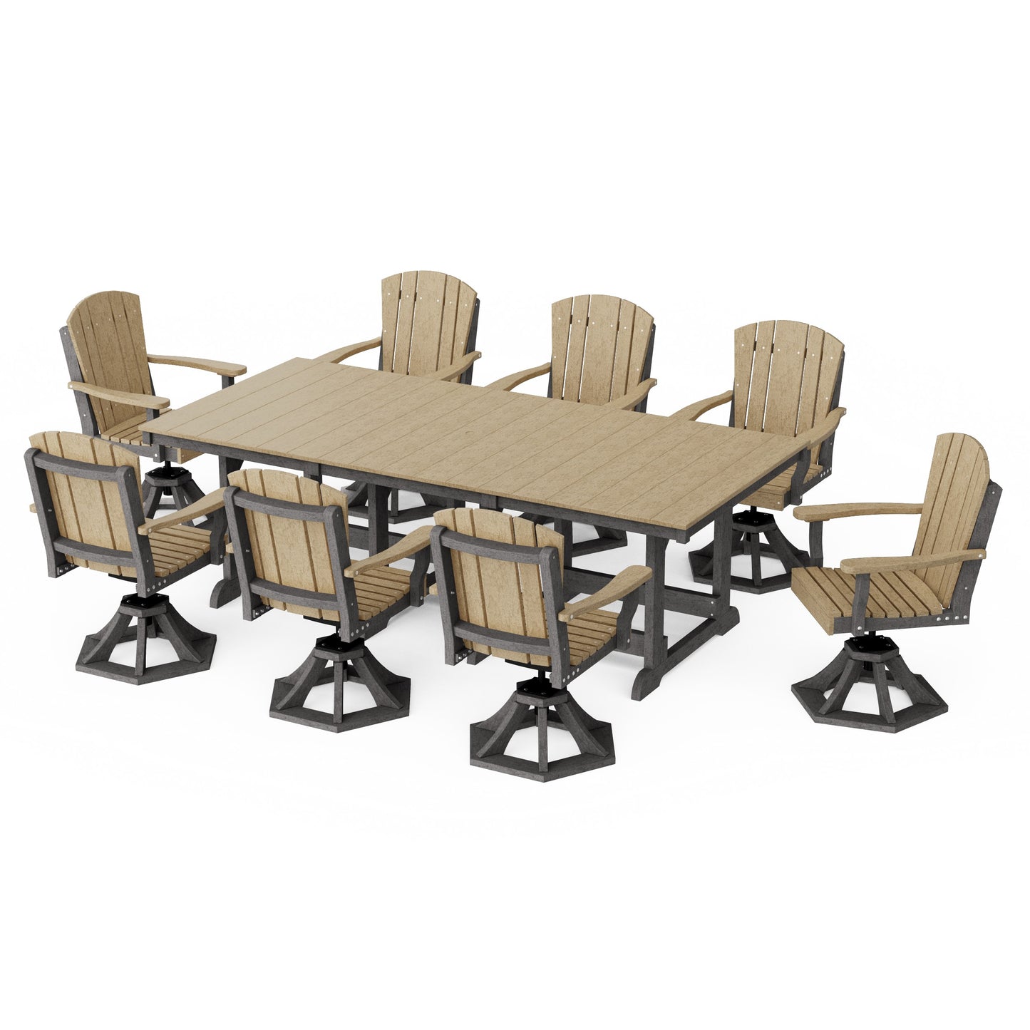 Heritage 9-Piece Swivel Chair Rectangular Dining Set