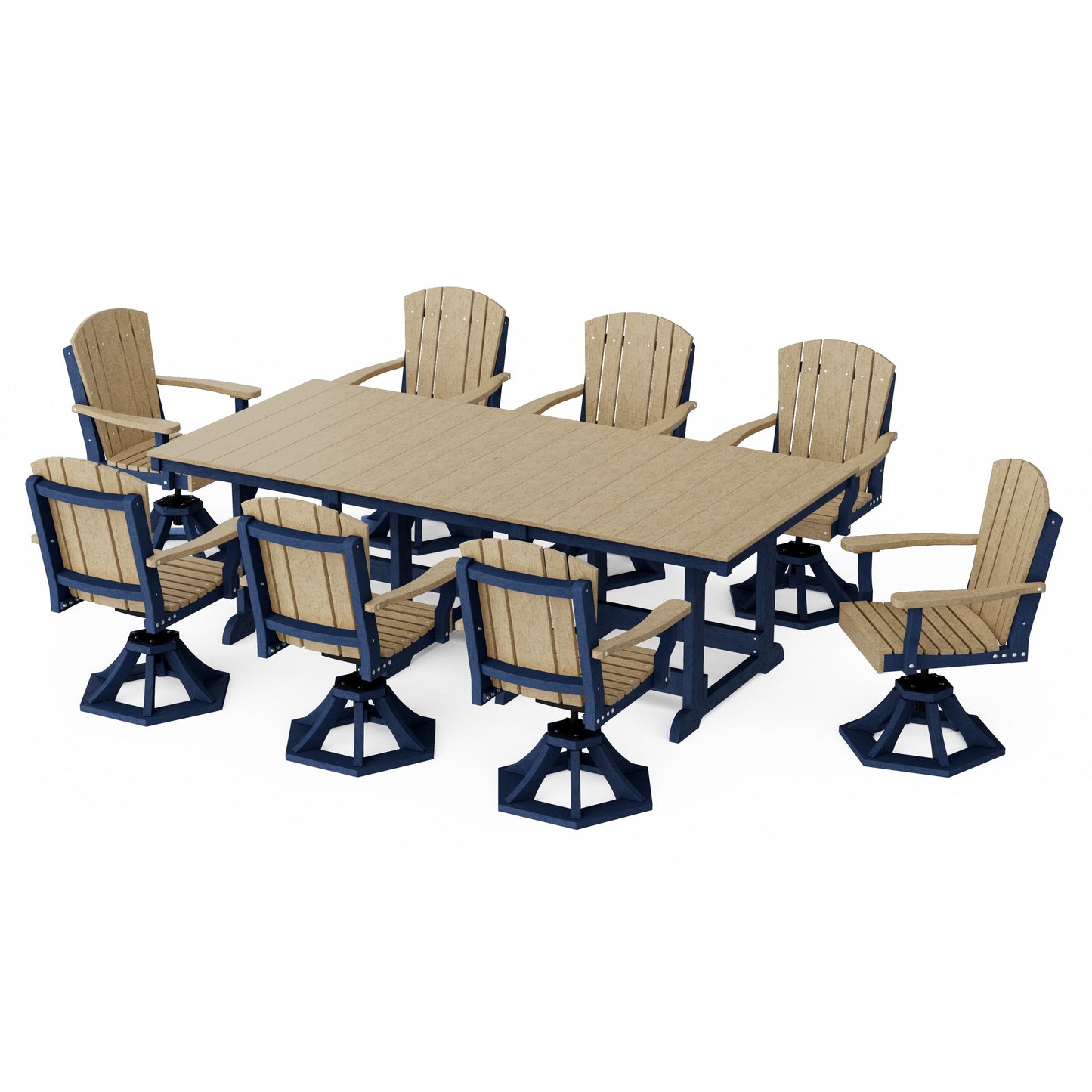 Heritage 9-Piece Swivel Chair Rectangular Dining Set