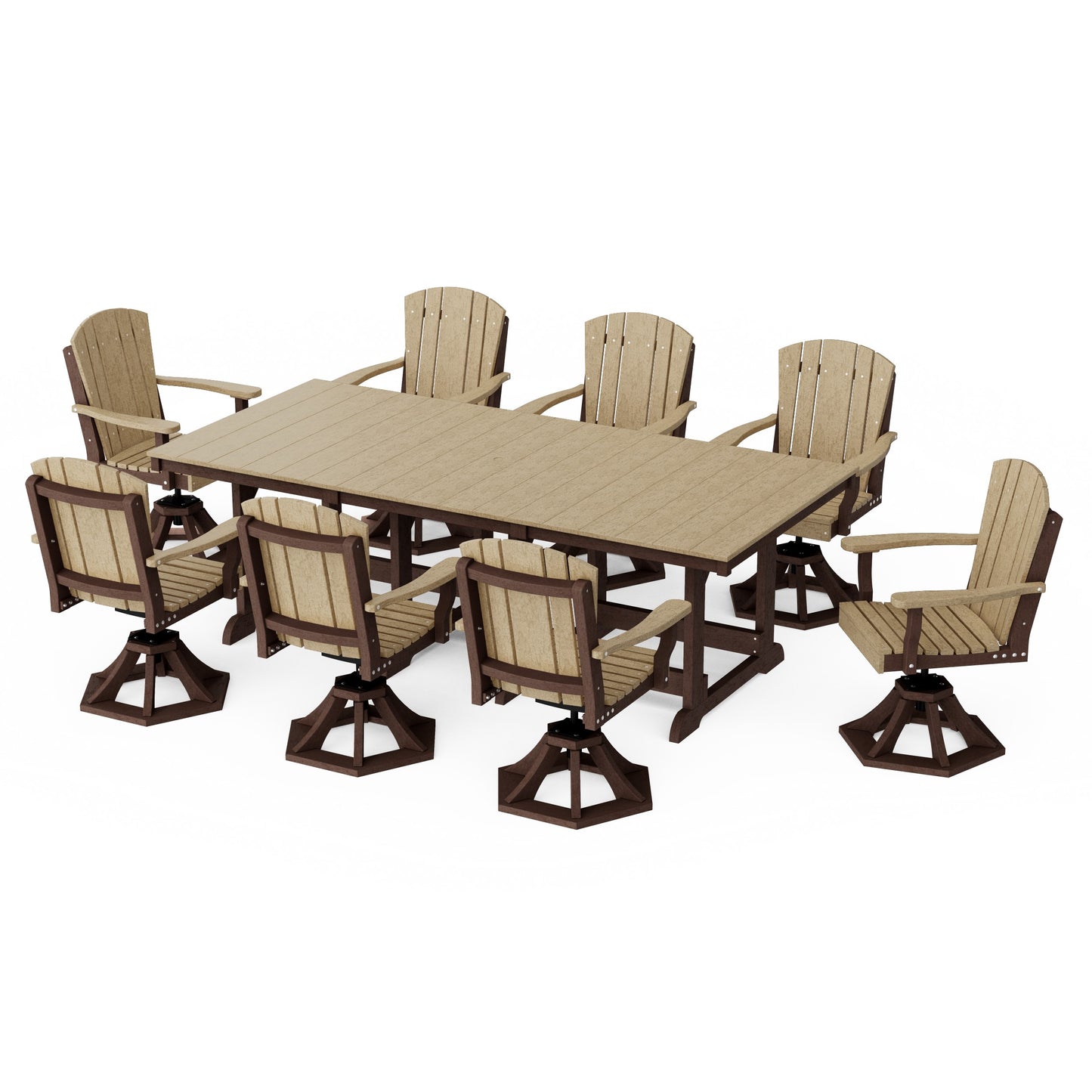 Heritage 9-Piece Swivel Chair Rectangular Dining Set