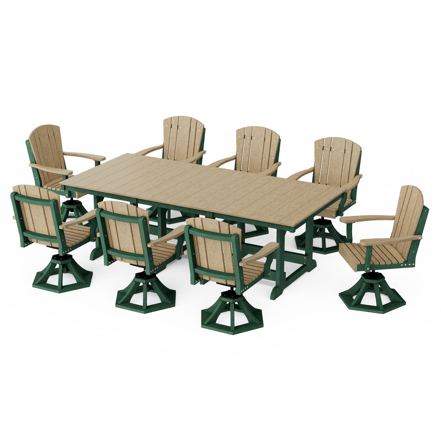 Heritage 9-Piece Swivel Chair Rectangular Dining Set