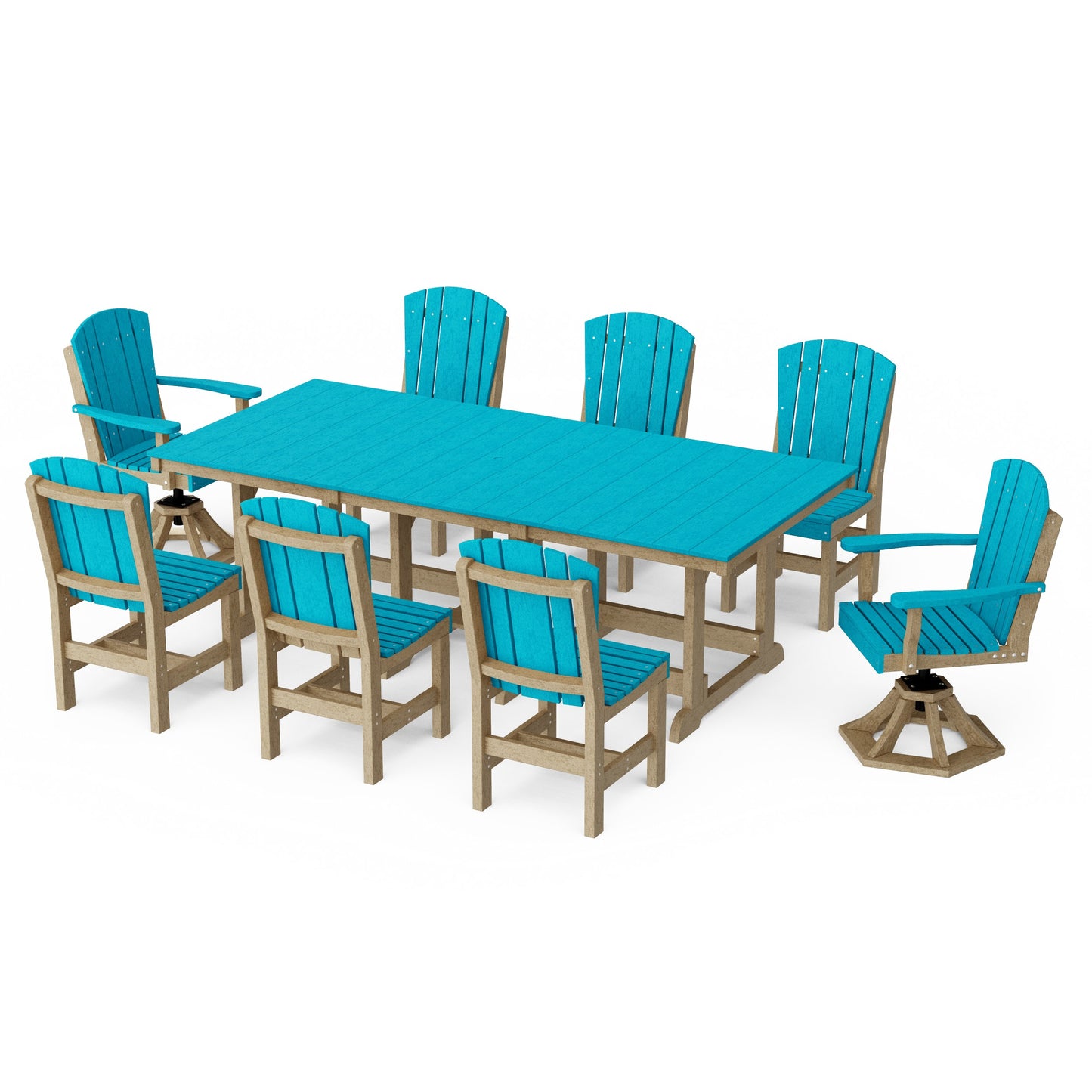Heritage 9-Piece Dining Set with Swivel Chairs