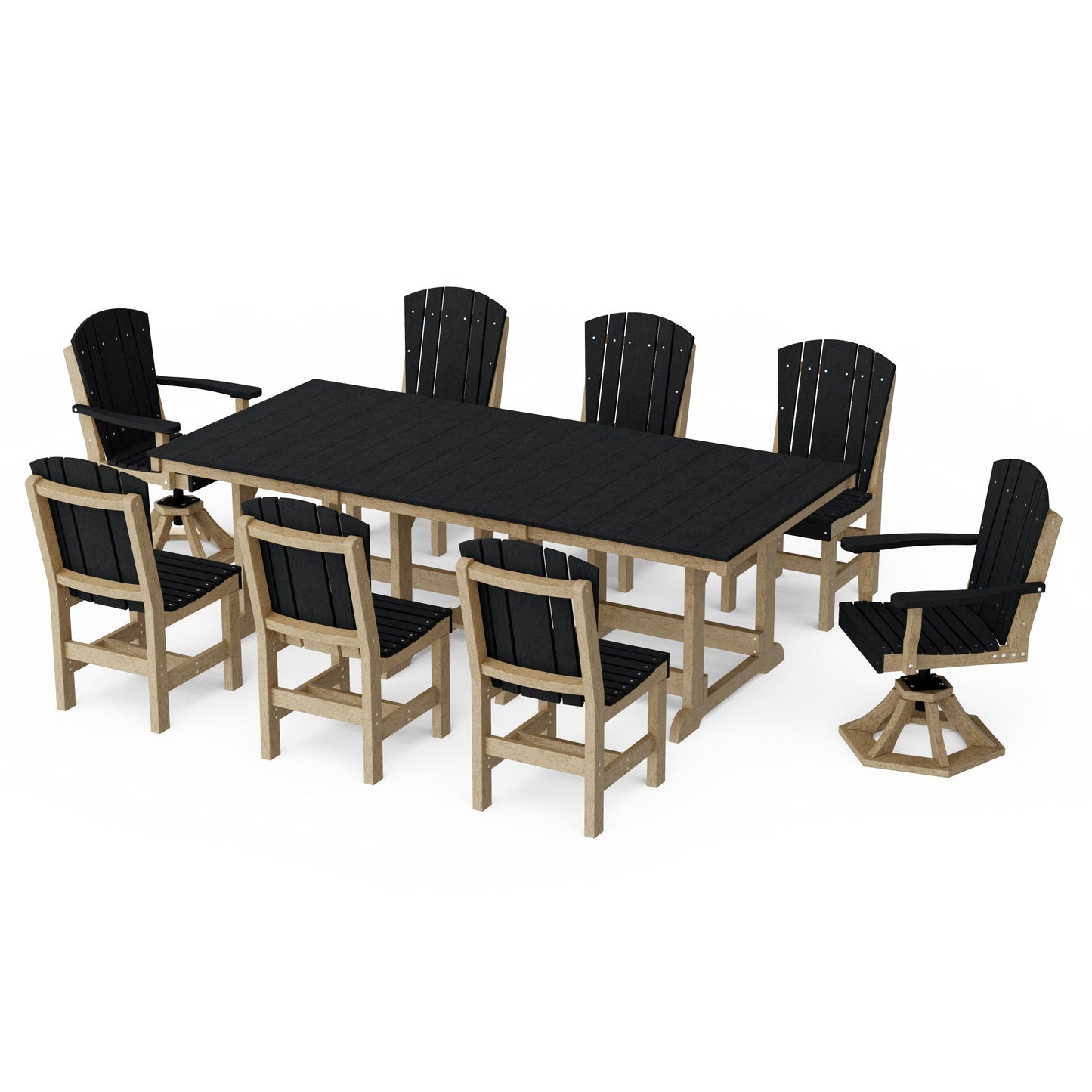 Heritage 9-Piece Dining Set with Swivel Chairs