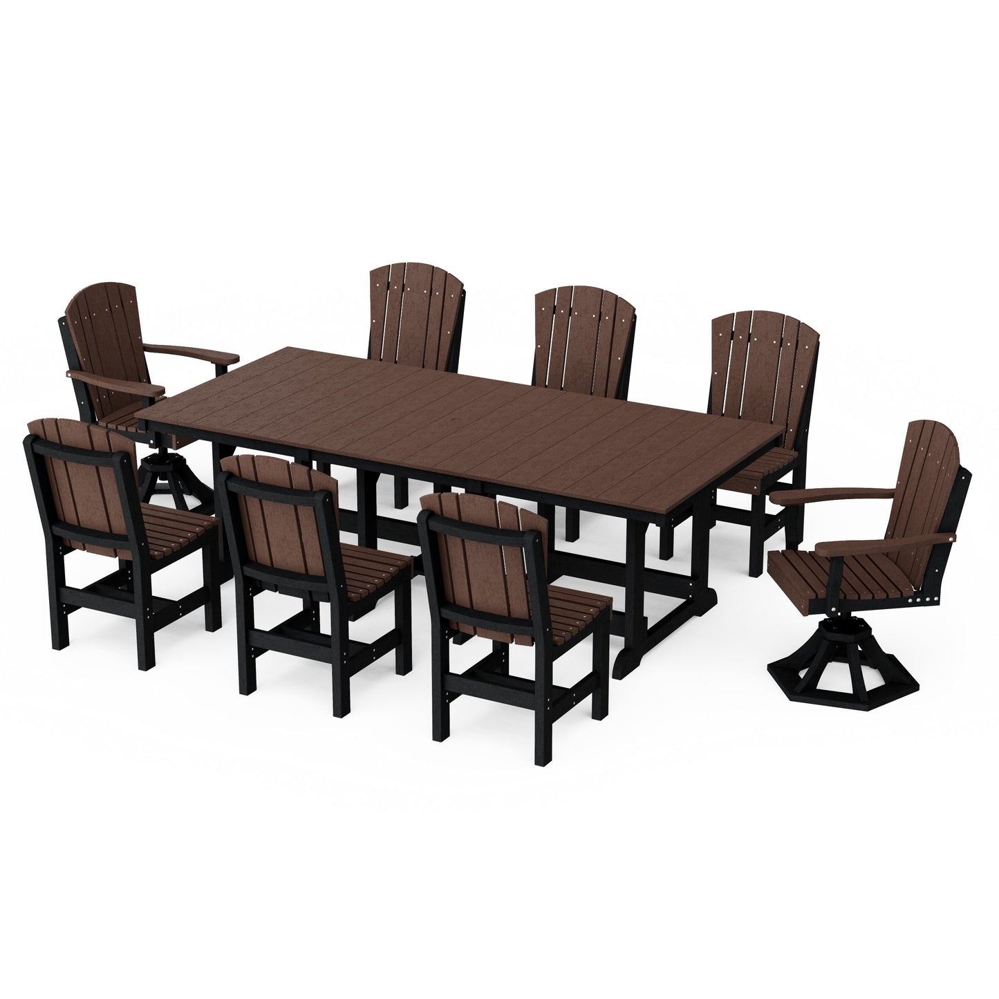 Heritage 9-Piece Dining Set with Swivel Chairs