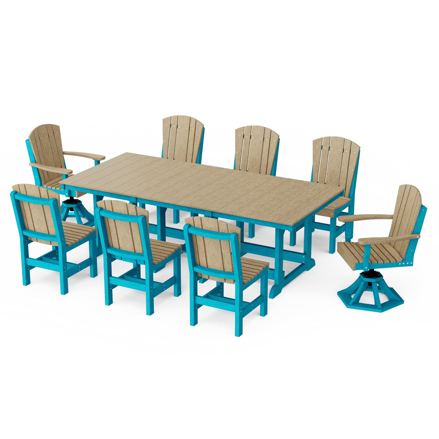 Heritage 9-Piece Dining Set with Swivel Chairs