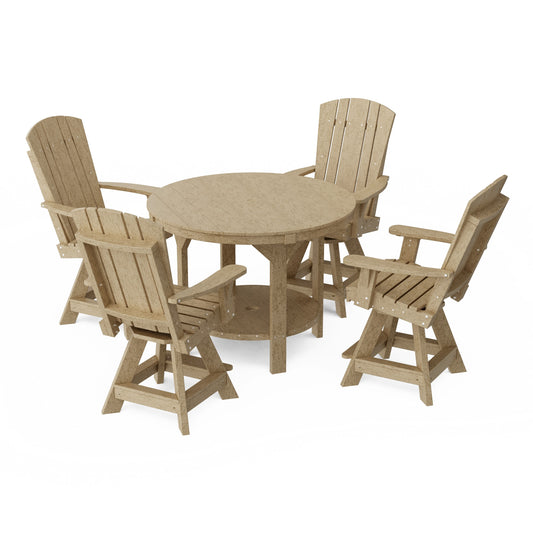 Heritage 5-Piece Round Counter Height Dining Set with Swivel Chairs