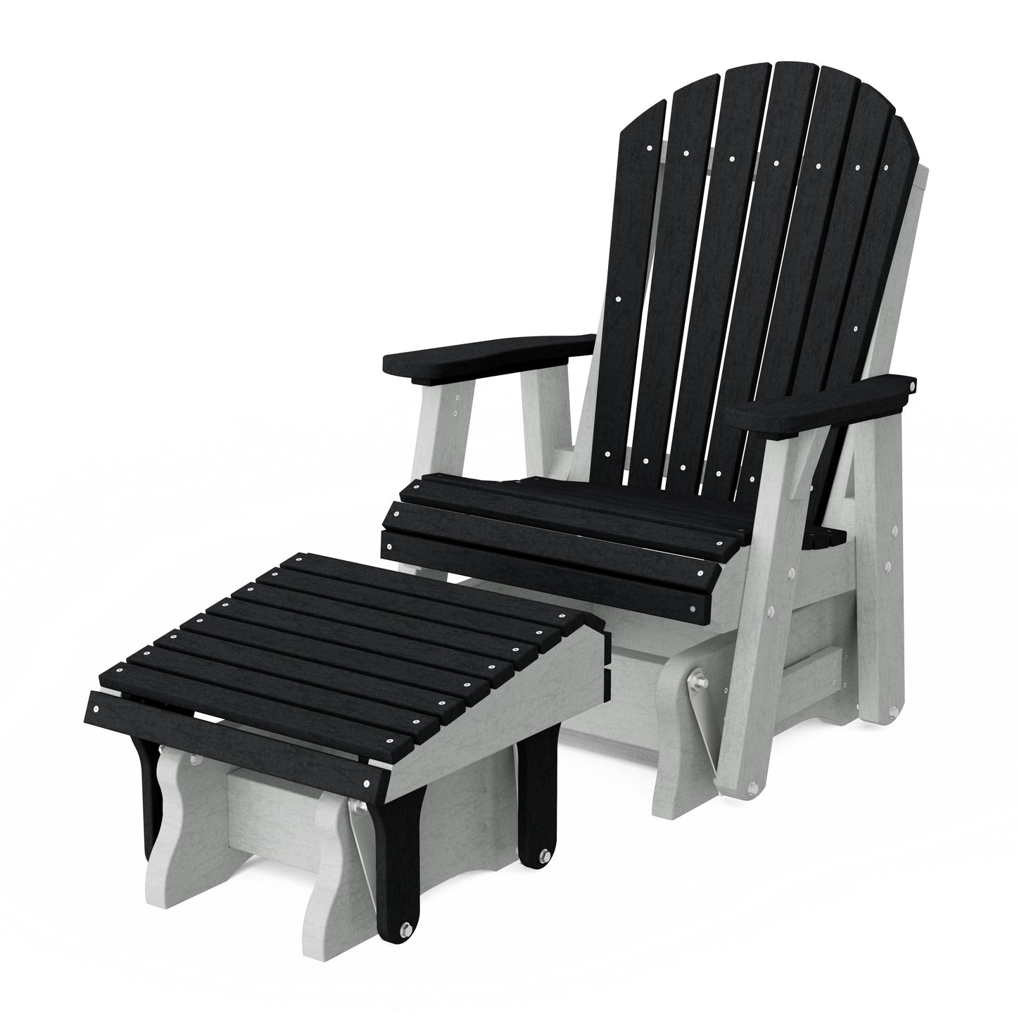 Heritage Adirondack Glider Chair with Ottoman Set
