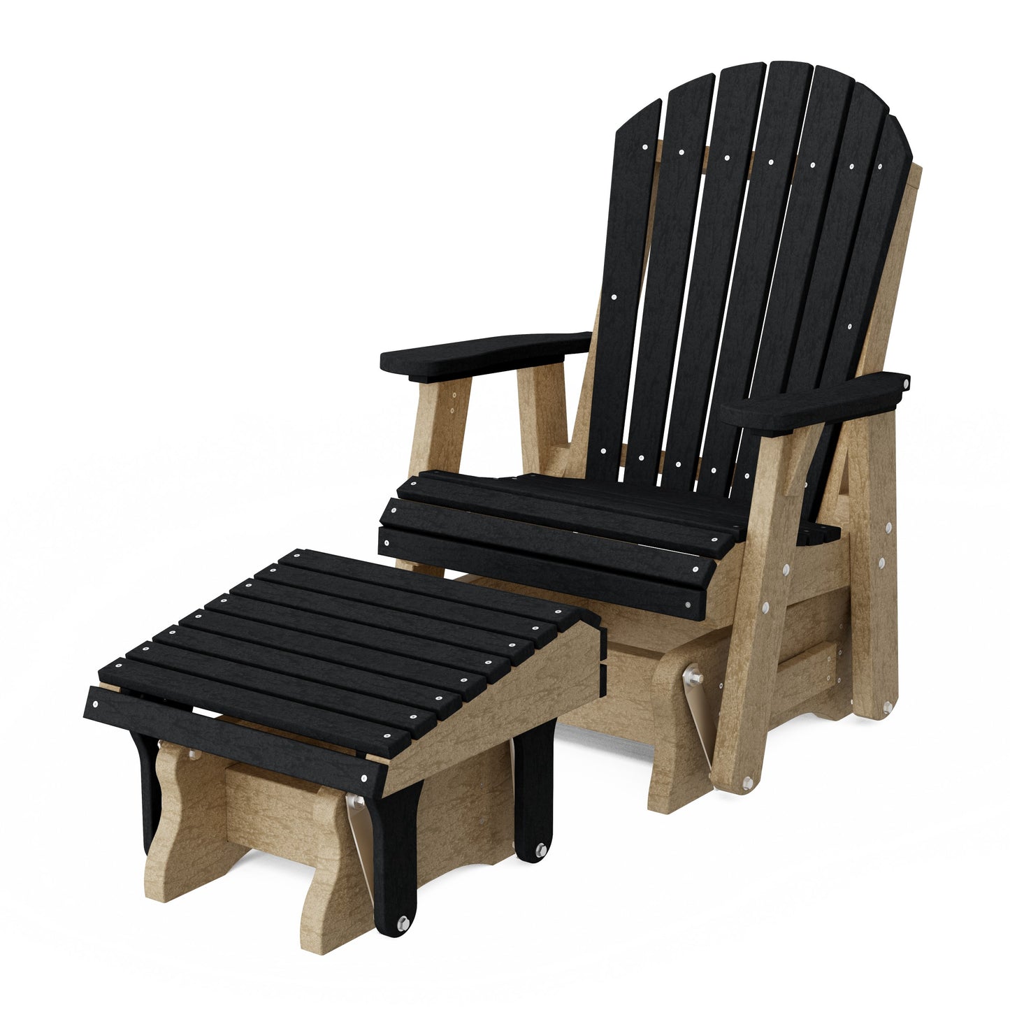 Heritage Adirondack Glider Chair with Ottoman Set