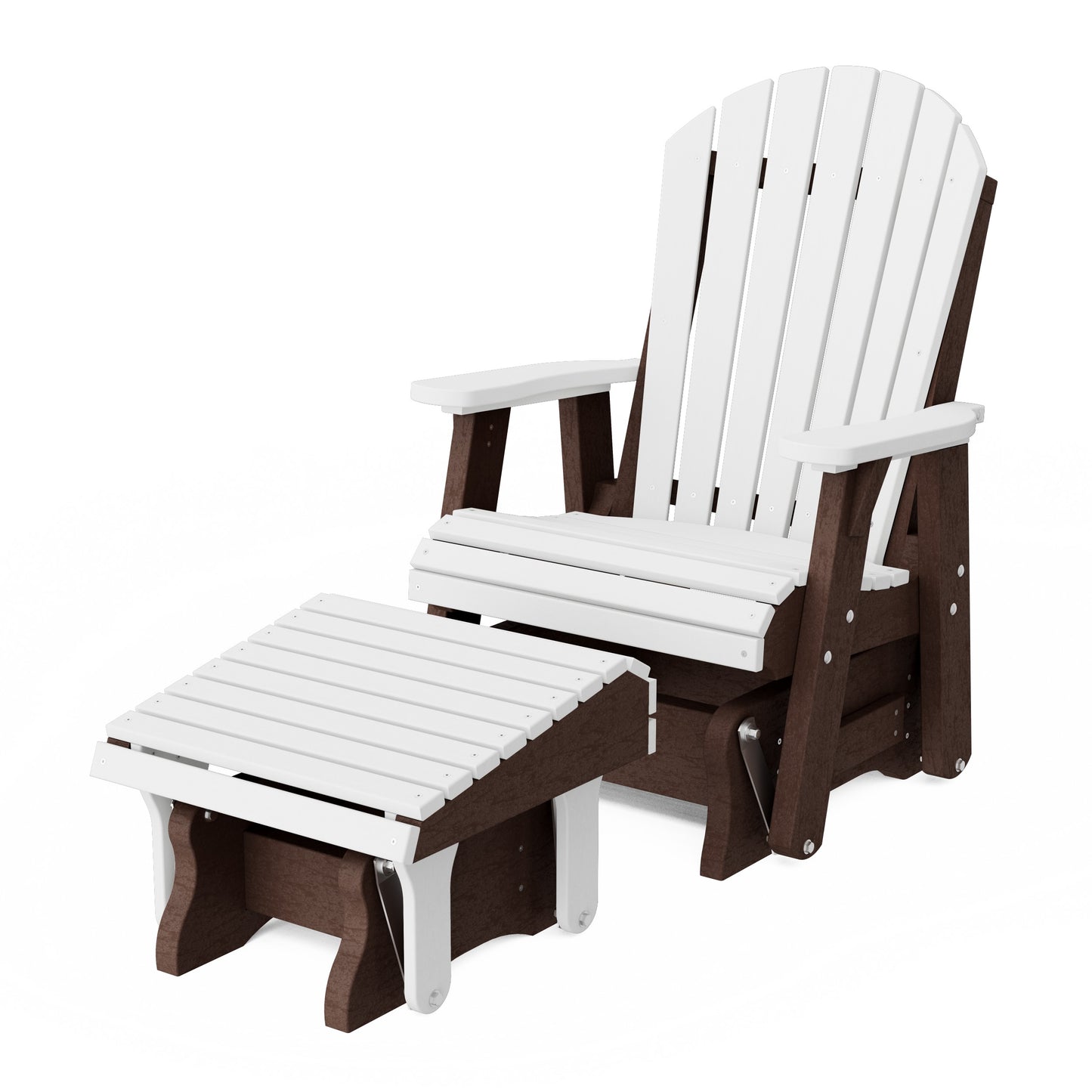 Heritage Adirondack Glider Chair with Ottoman Set