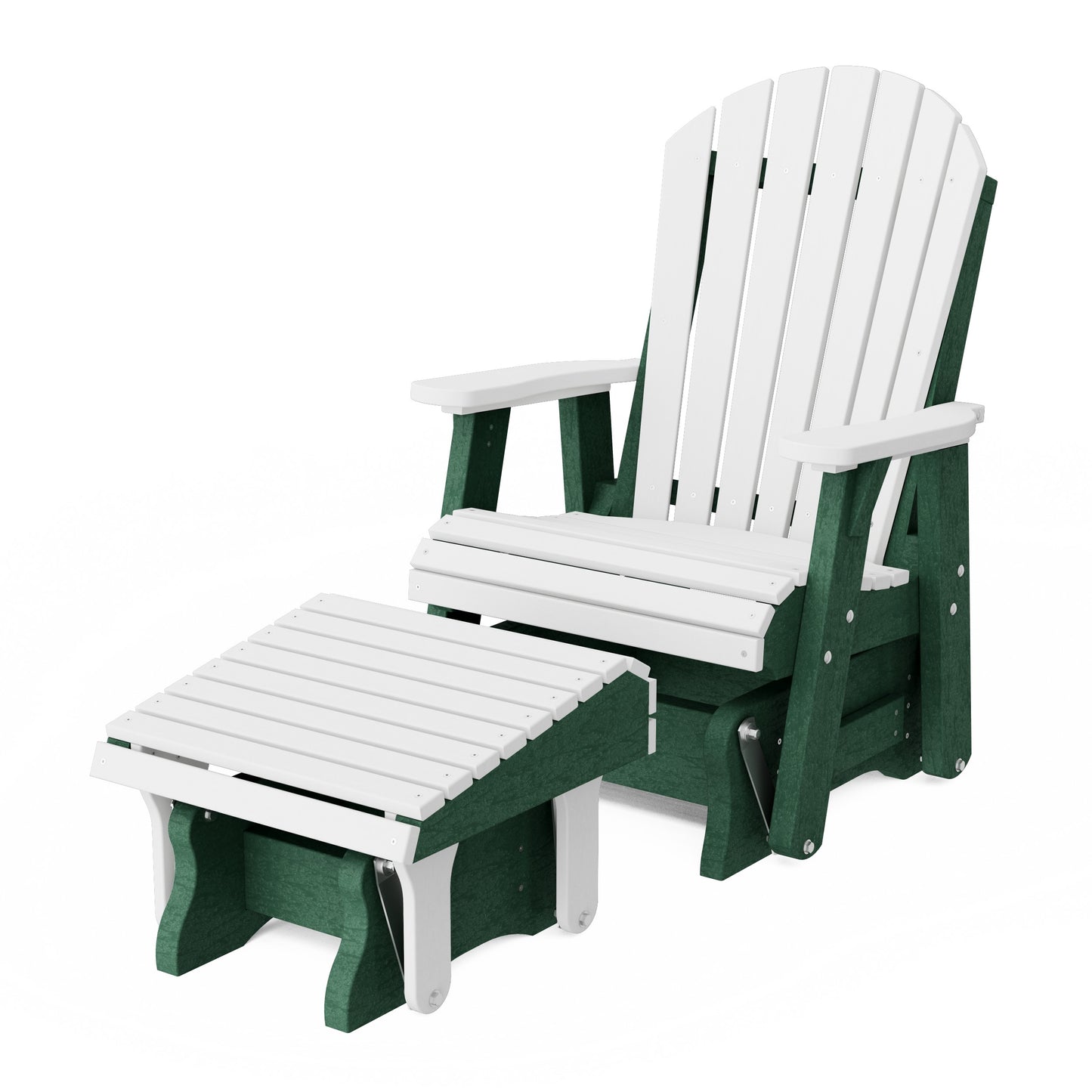 Heritage Adirondack Glider Chair with Ottoman Set