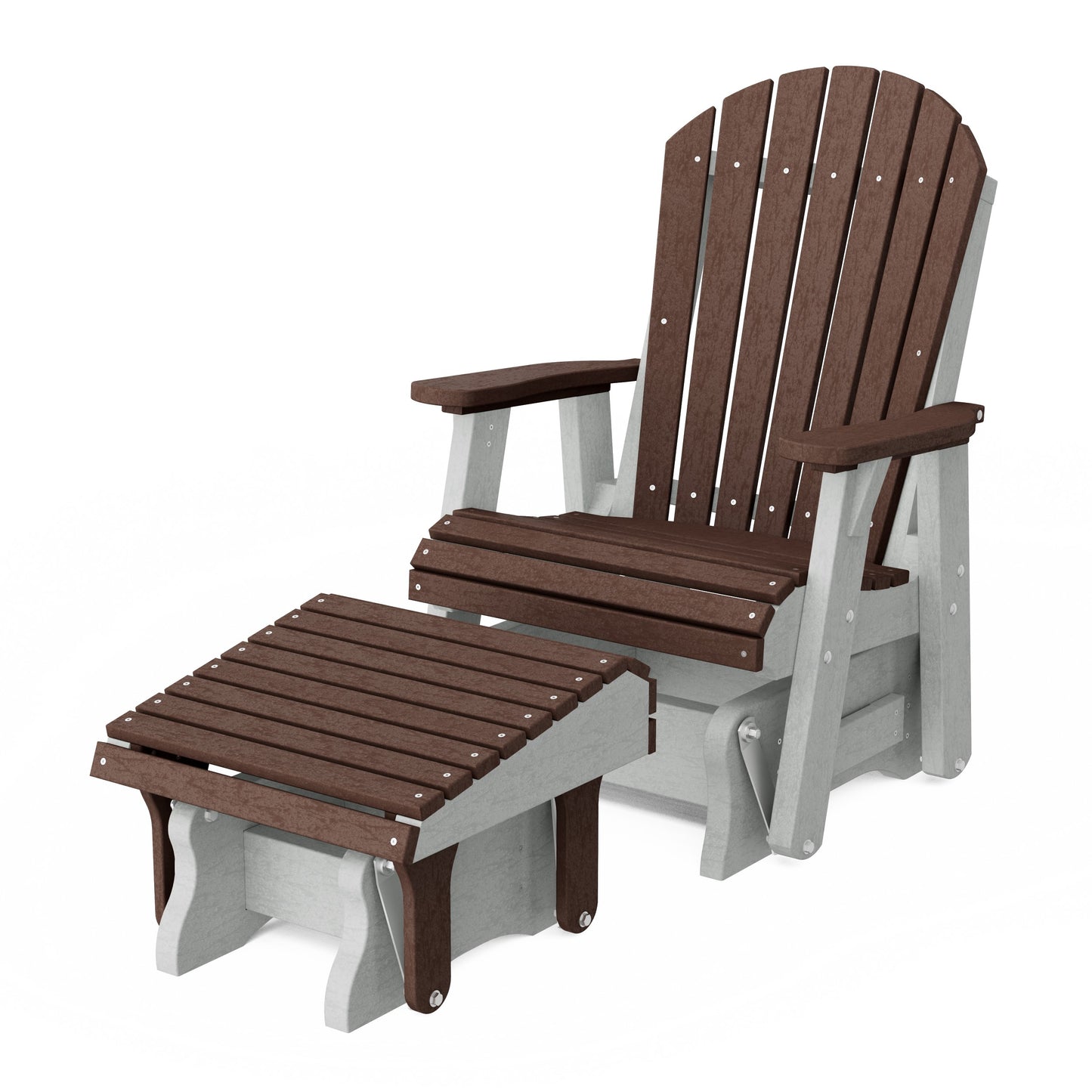 Heritage Adirondack Glider Chair with Ottoman Set