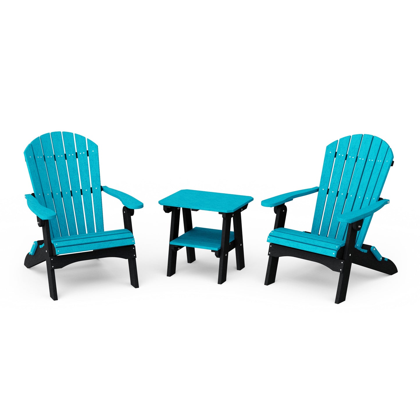 Heritage 3-Piece Folding Adirondack Set with 22" Side Table