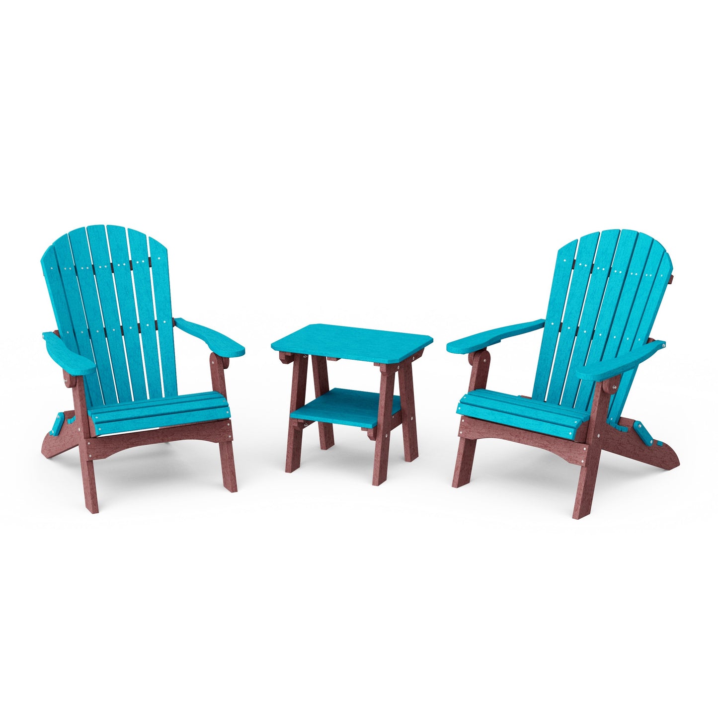 Heritage 3-Piece Folding Adirondack Set with 22" Side Table