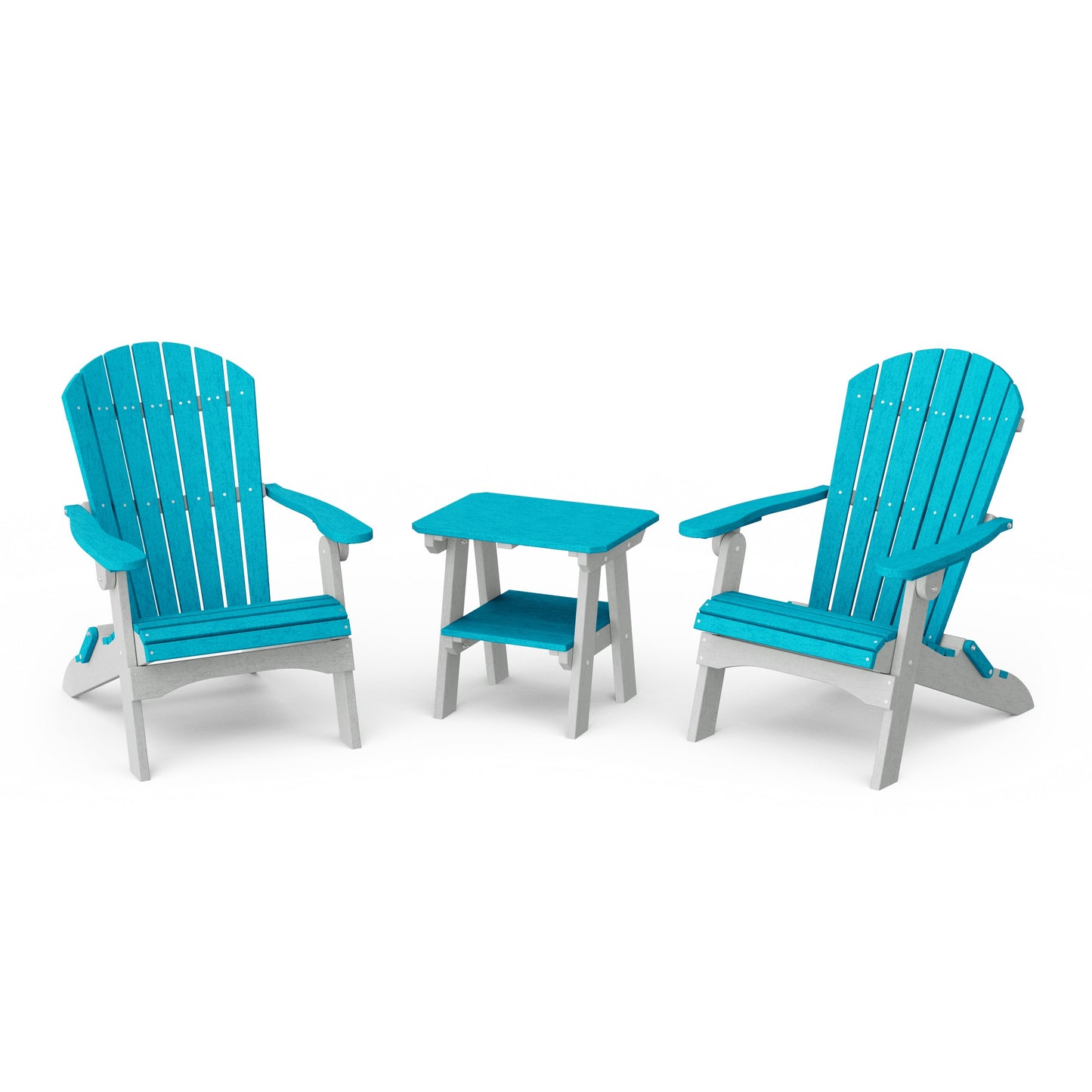 Heritage 3-Piece Folding Adirondack Set with 22" Side Table