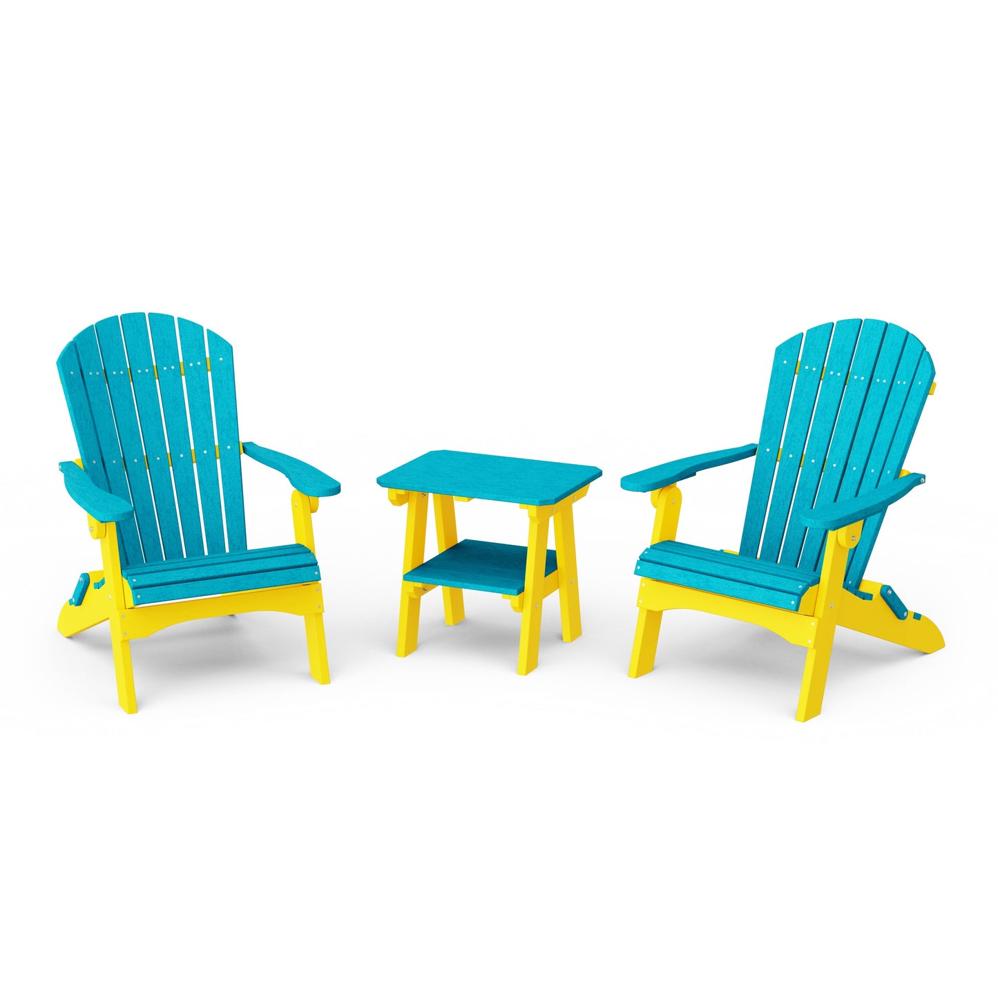 Heritage 3-Piece Folding Adirondack Set with 22" Side Table